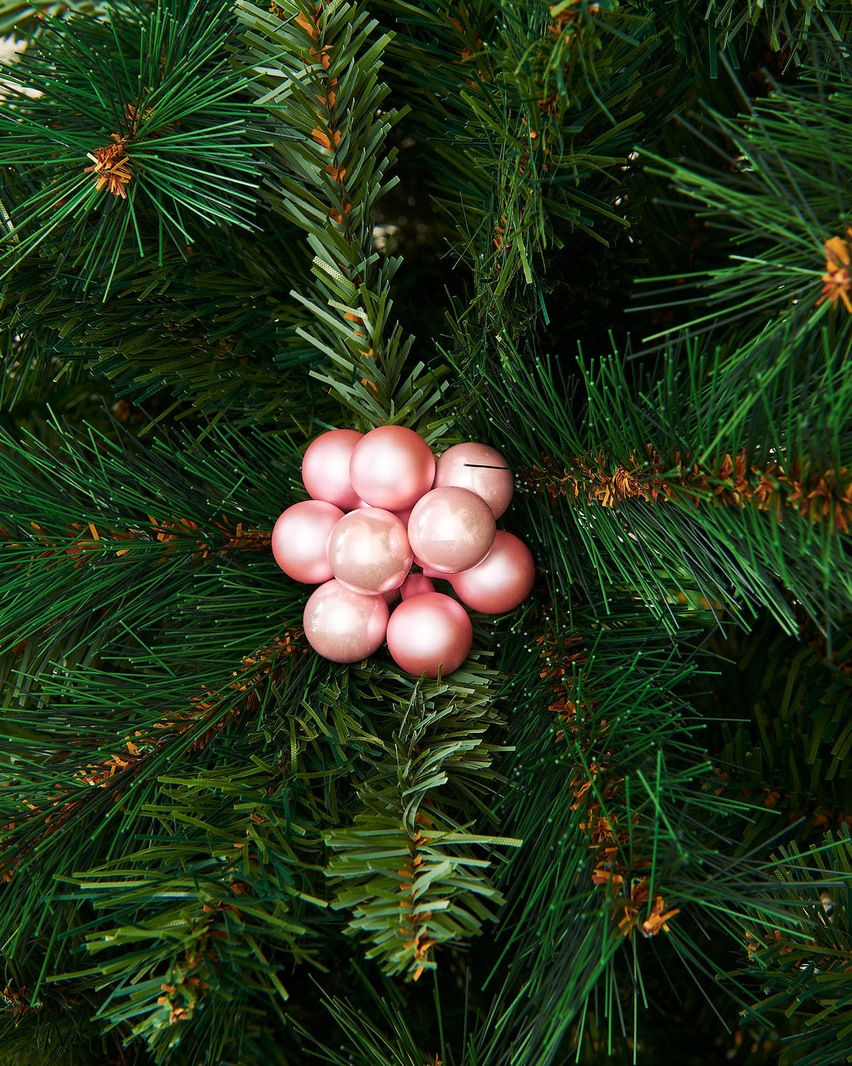 Ten Baby Pink Glass Berry Cluster Baubles