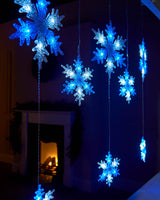 Multi-Function Snowflake Curtain Light, Blue/White, 1.6 m