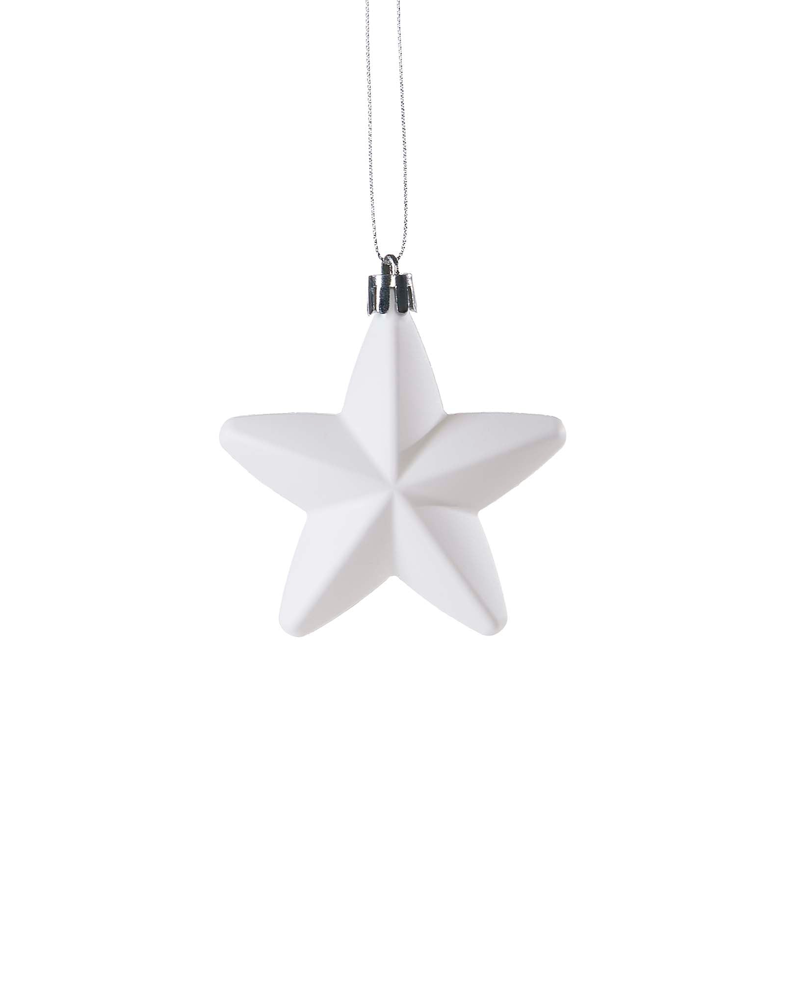 12 White Hanging Stars, 7 cm