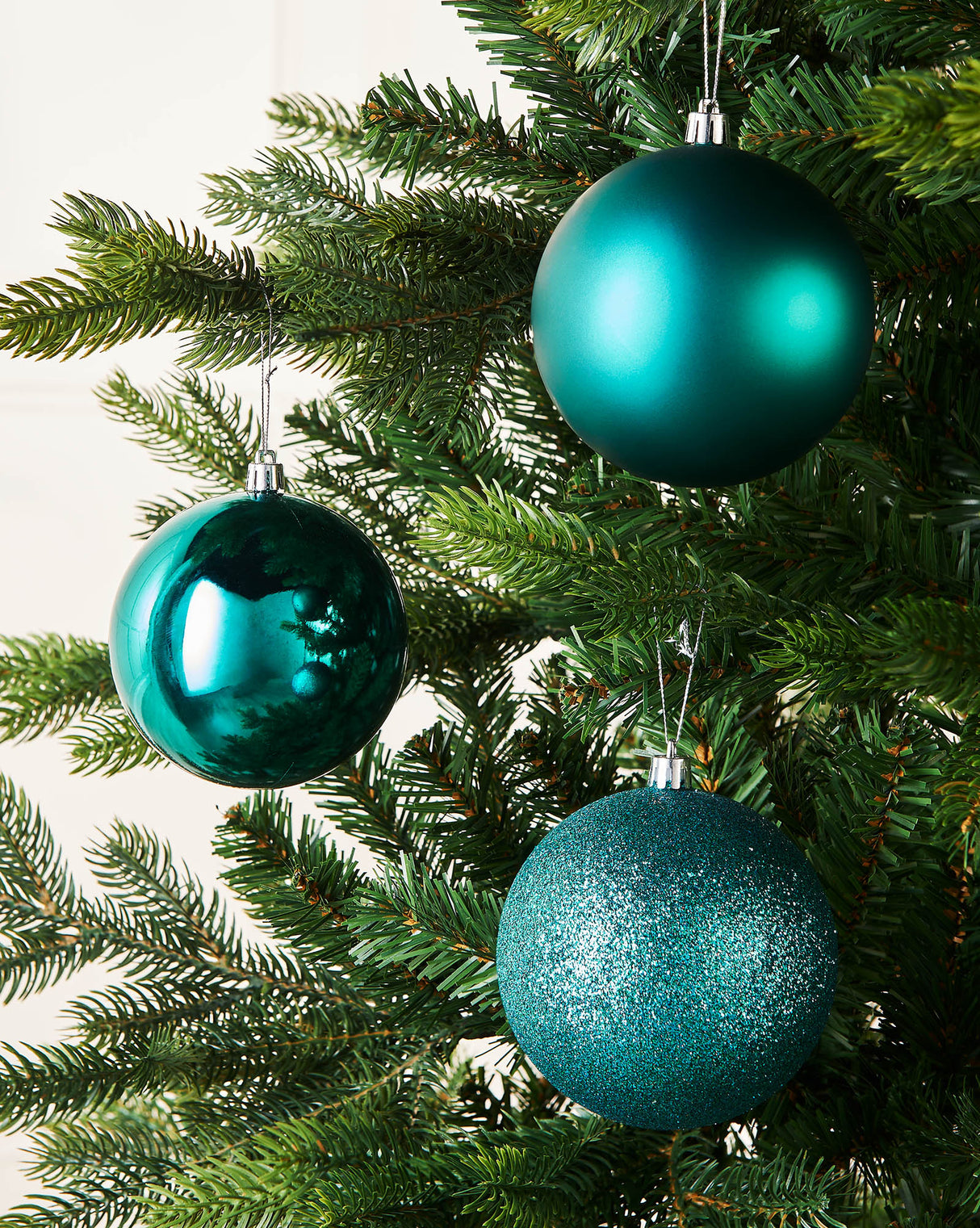 Teal Shatterproof Baubles, 9 Pack, 10 cm