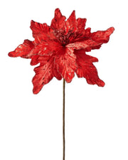 30 cm red artificial poinsettia flower on a white background