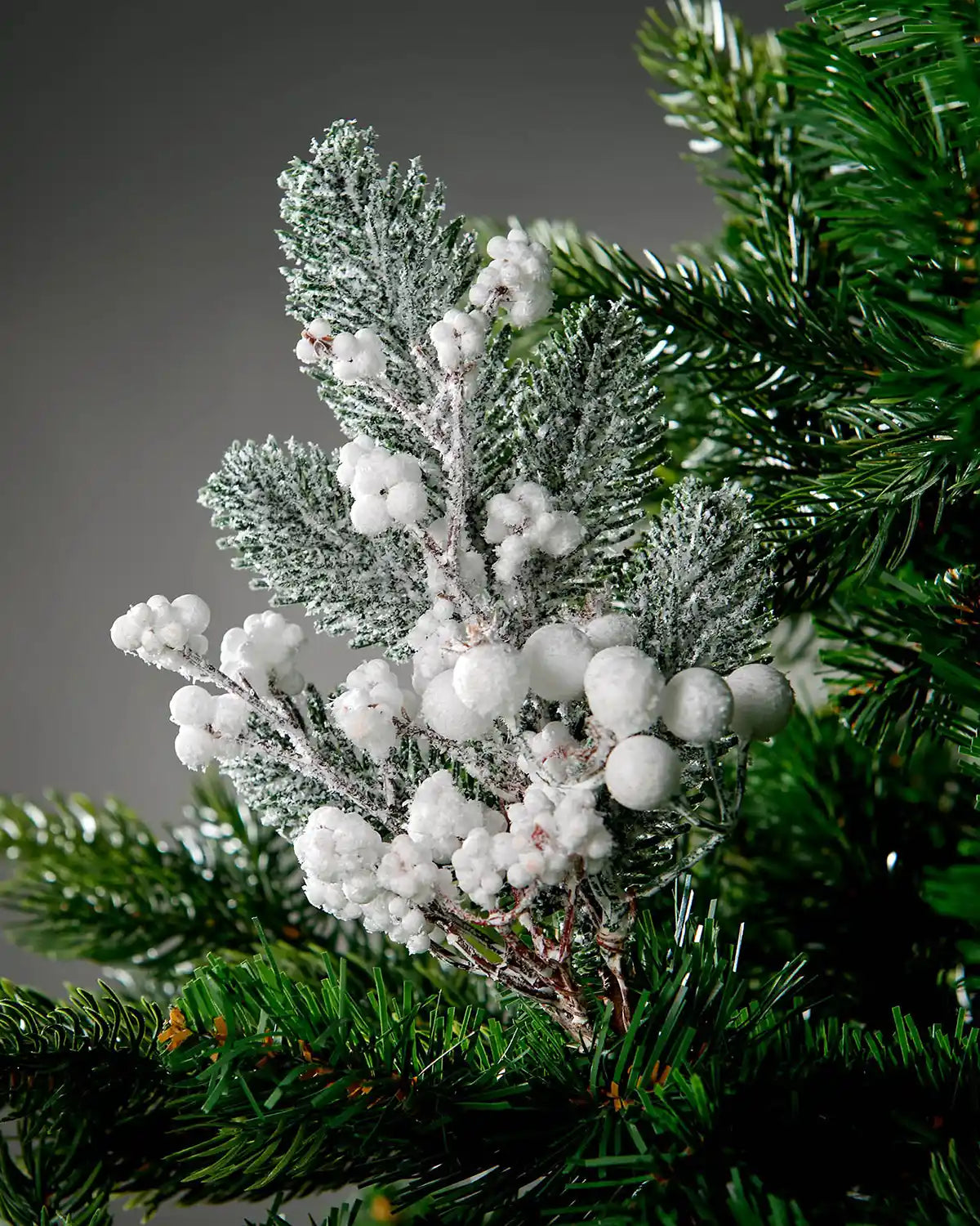 31 cm white artificial berries pick styled in a Christmas tree
