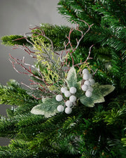 31 cm white artificial frosted berries pick styled in a Christmas tree