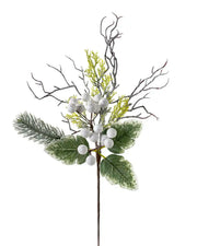 31 cm white artificial frosted berries pick on a white background