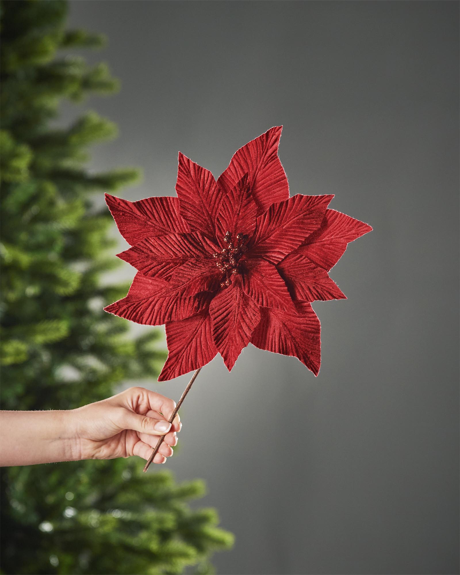Red Artificial Poinsettia Flower, 32 cm