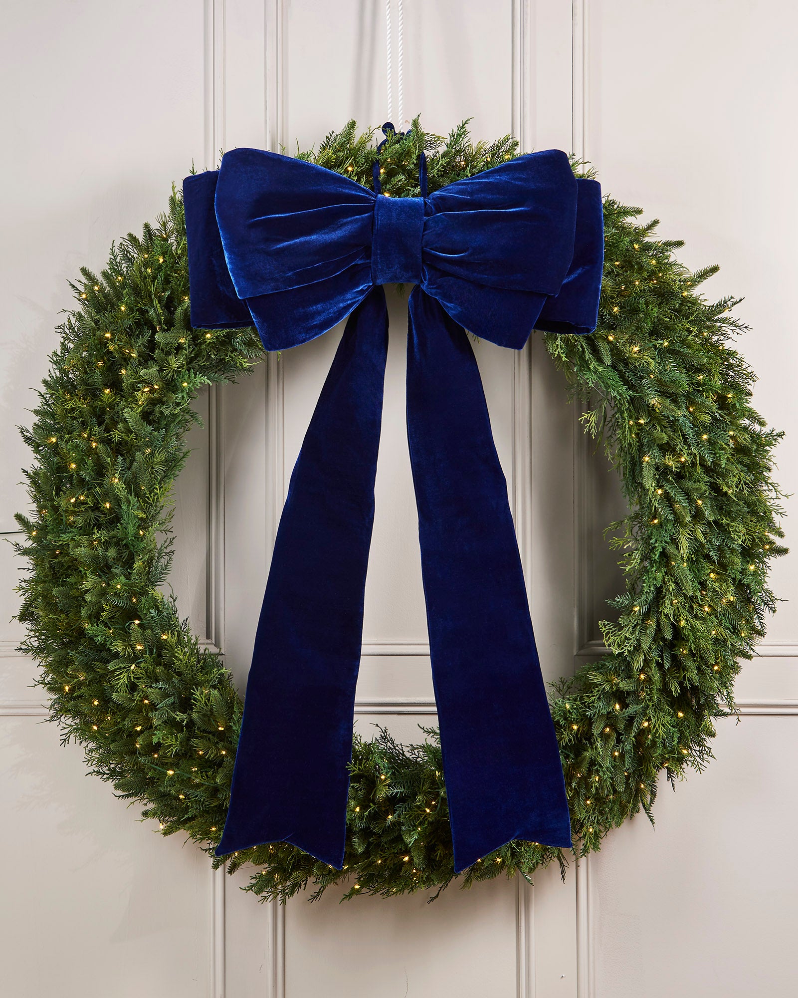 Large Velvet Christmas Bow, Navy, 140 cm