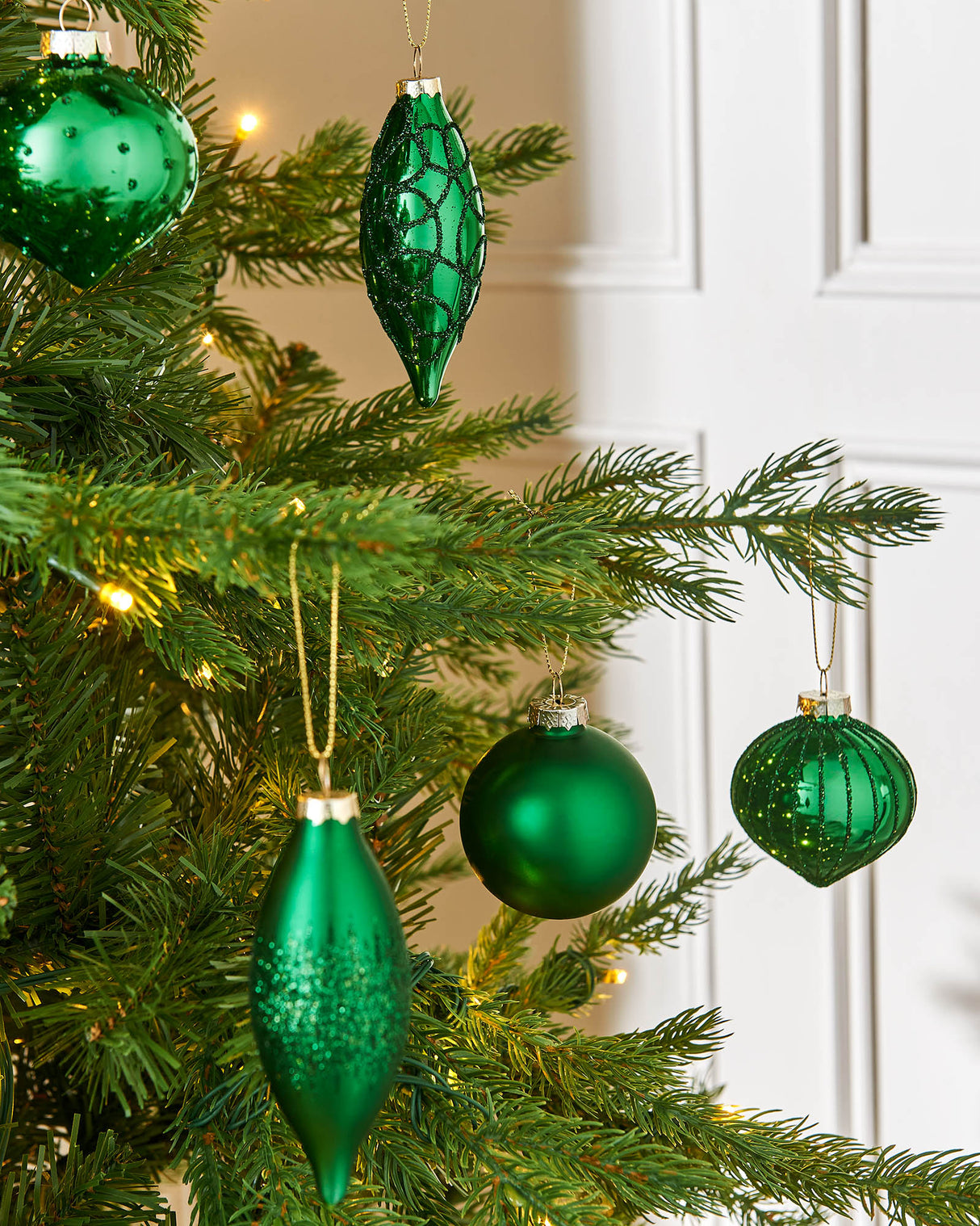 Christmas Green Glass Baubles, 20 Pack