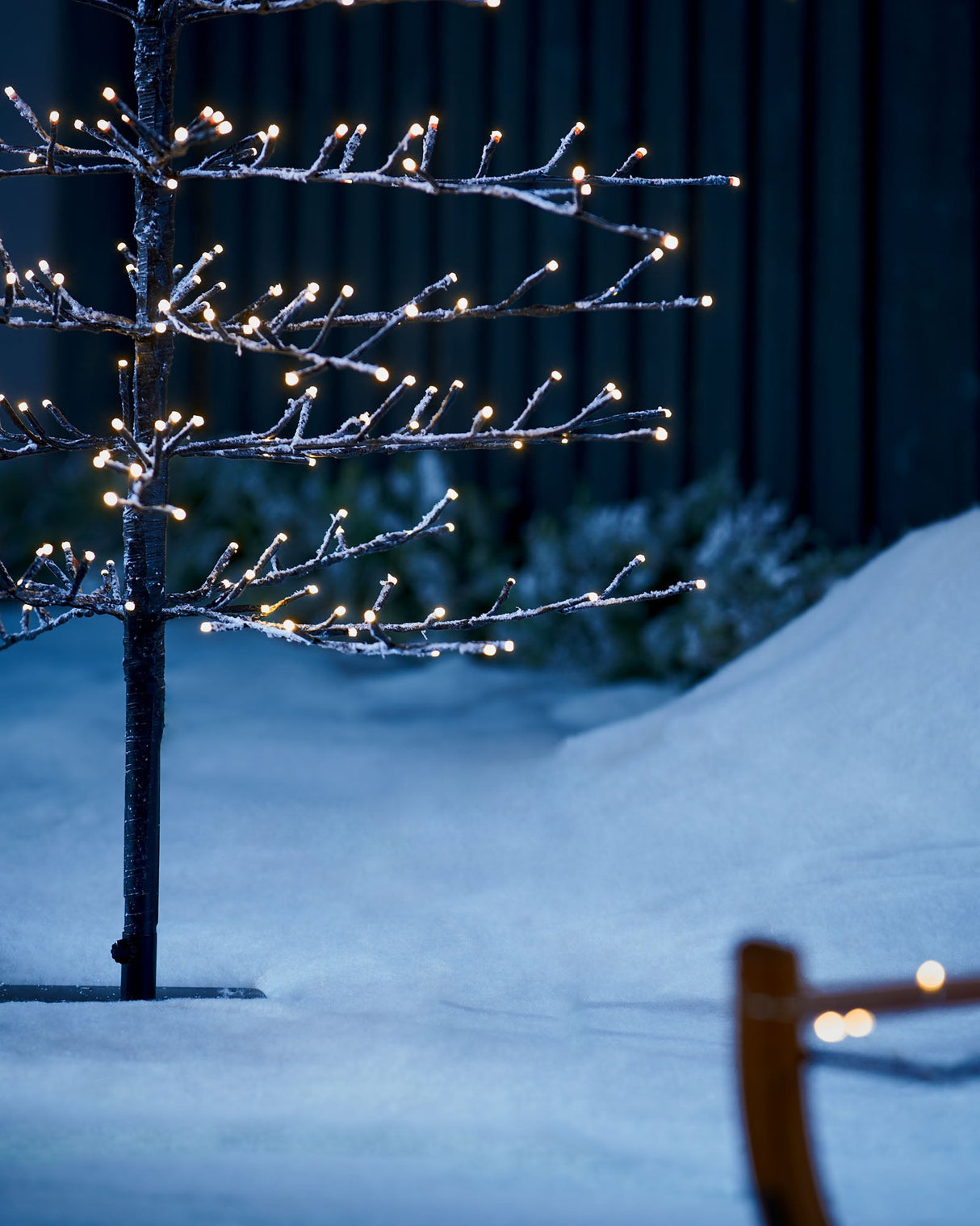 Pre-Lit Snow Flocked Twig Tree, 6 ft