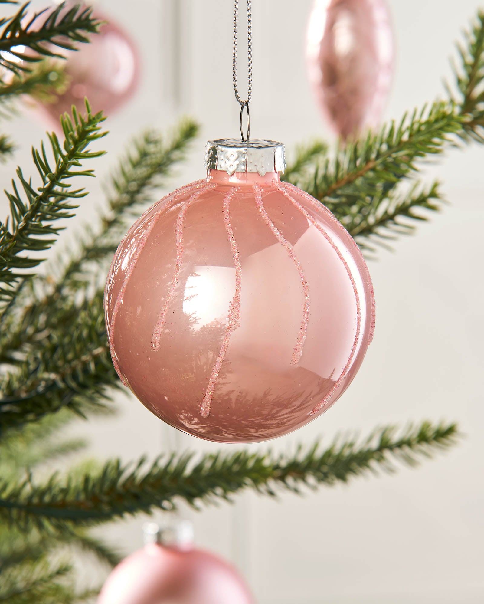 Twenty Baby Pink Glass Baubles