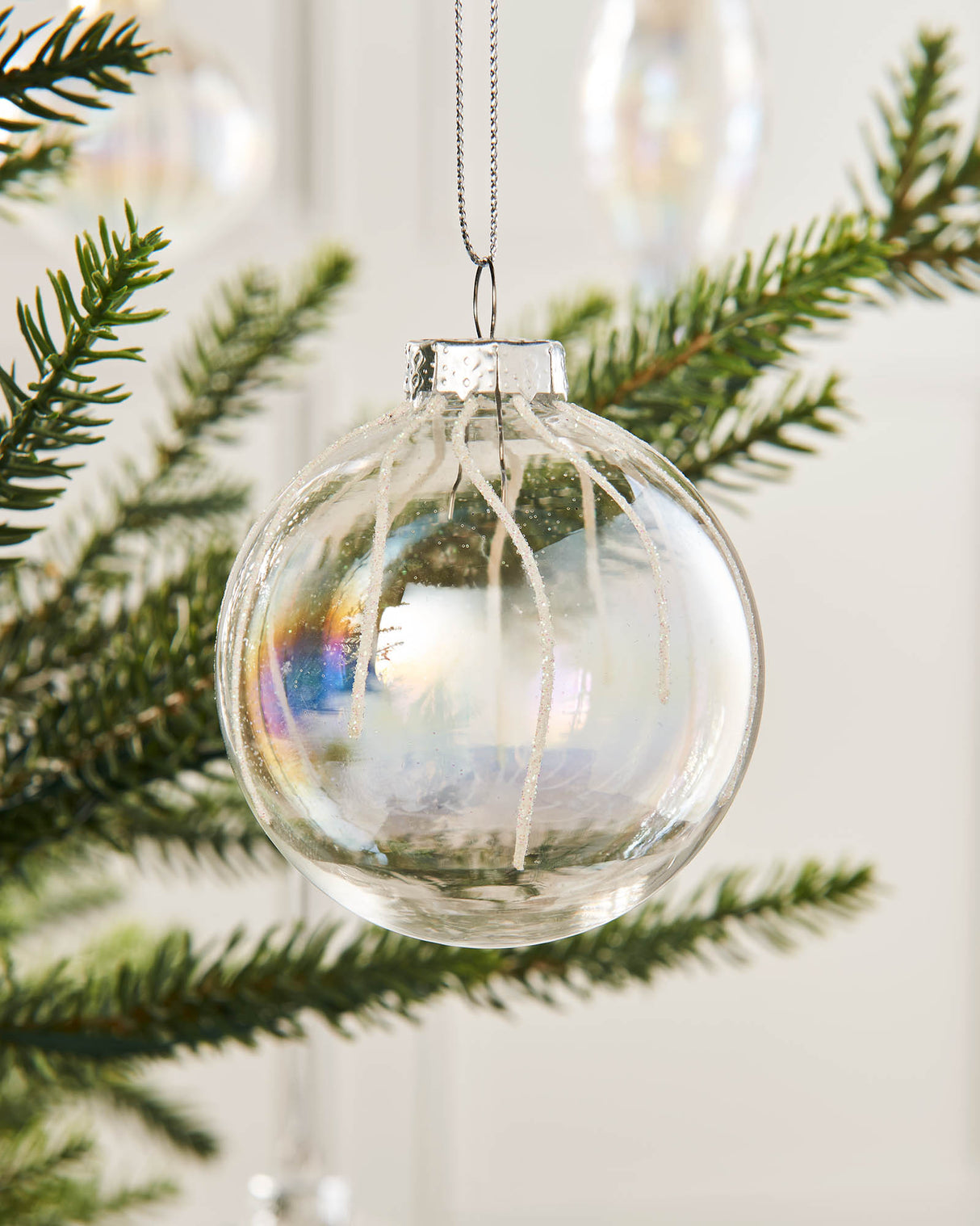 Clear Iridescent Glass Baubles, 20 Pack