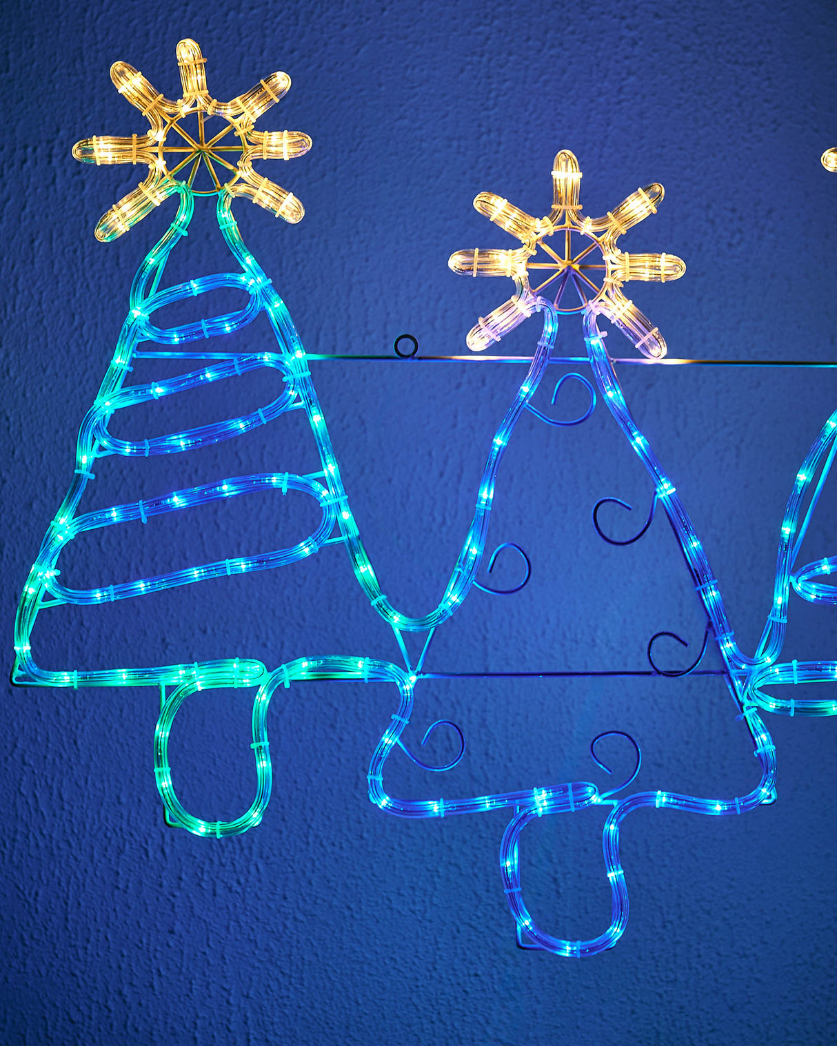 Set of 4 LED Christmas Trees Rope Light Silhouette, 104 cm
