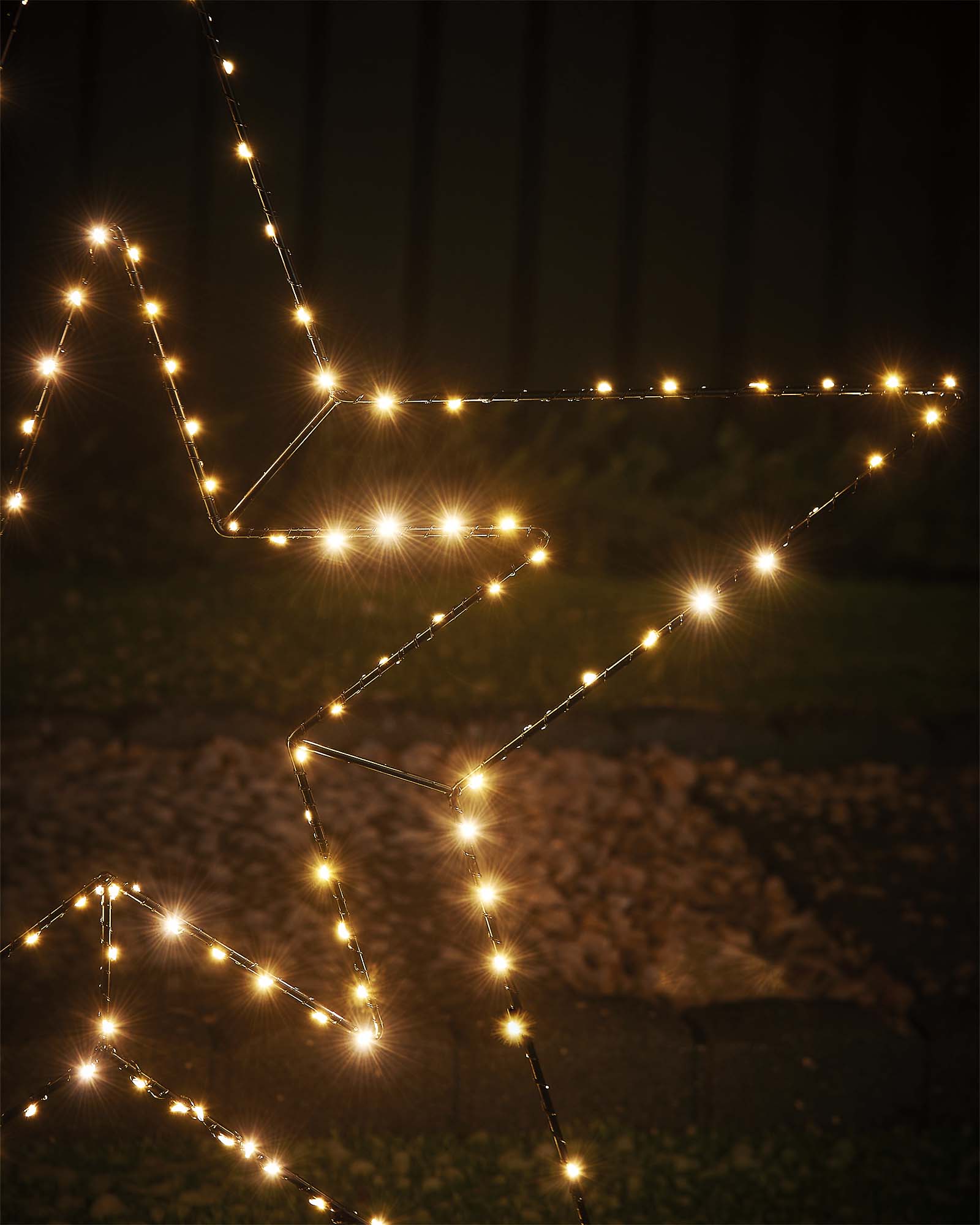 Black LED Christmas Star Light Silhouette, Warm White