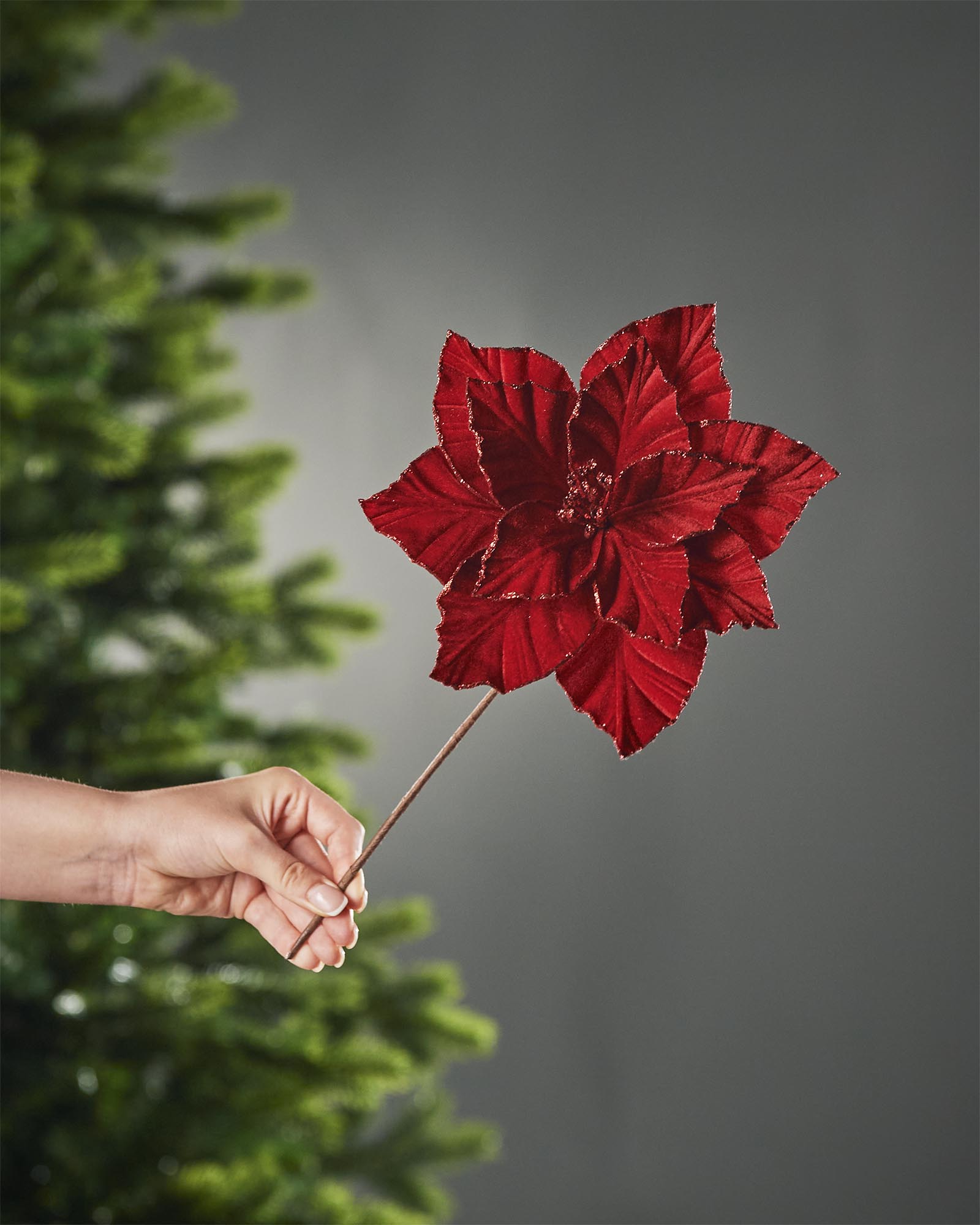 Red Artificial Poinsettia Flower, 24 cm