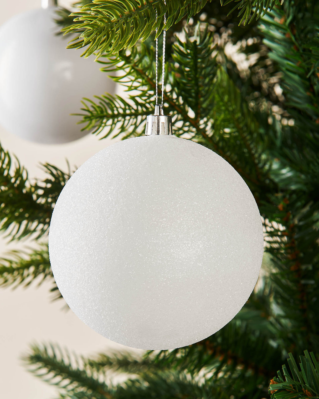 White Shatterproof Baubles, 9 Pack, 10 cm