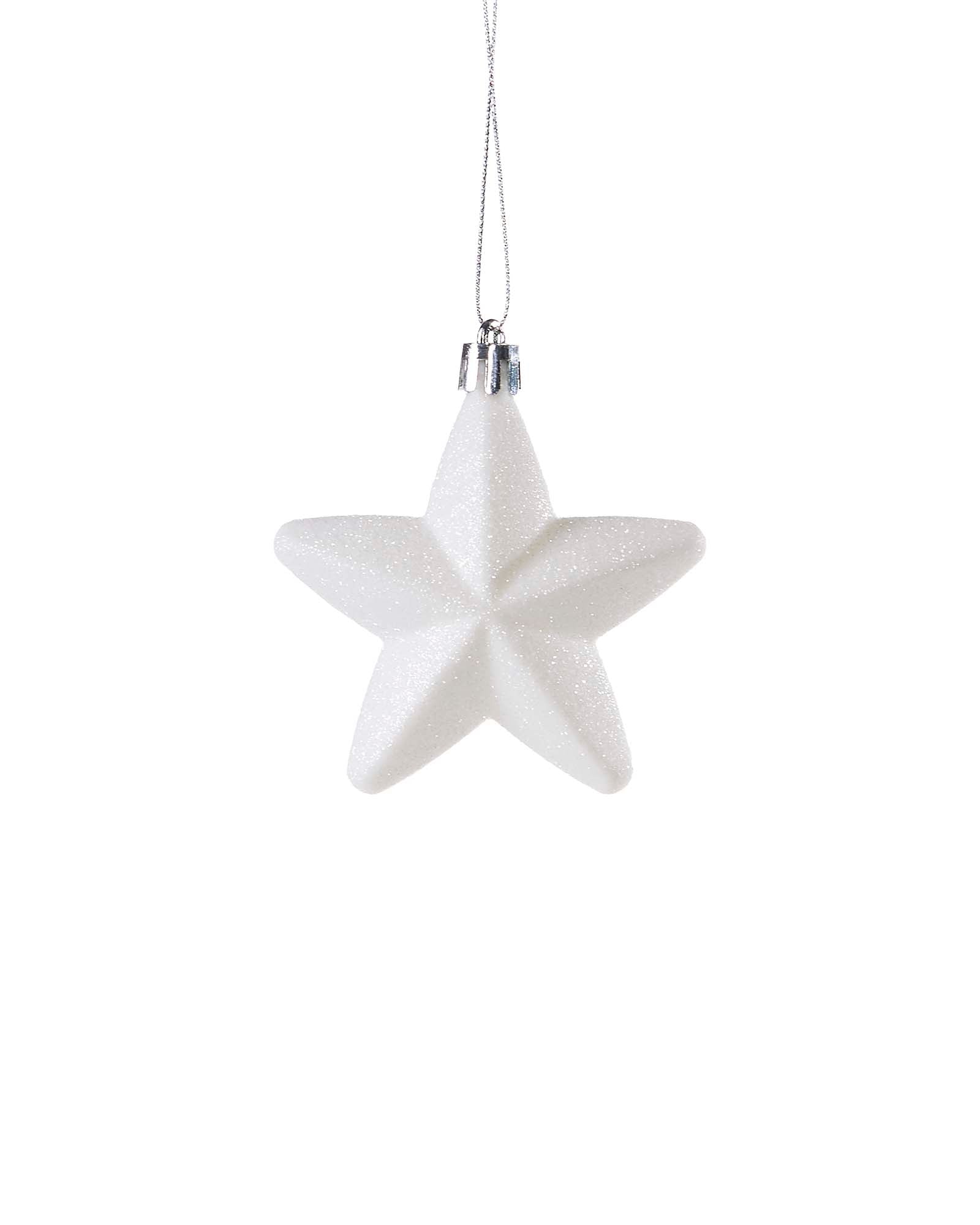 12 White Hanging Stars, 7 cm