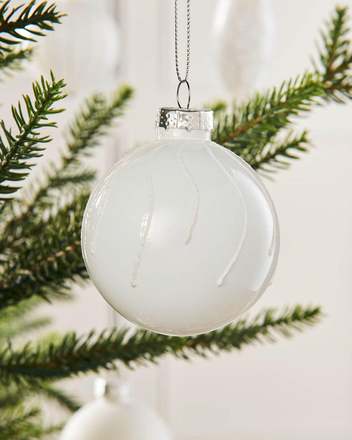 White Glass Baubles, 20 Pack