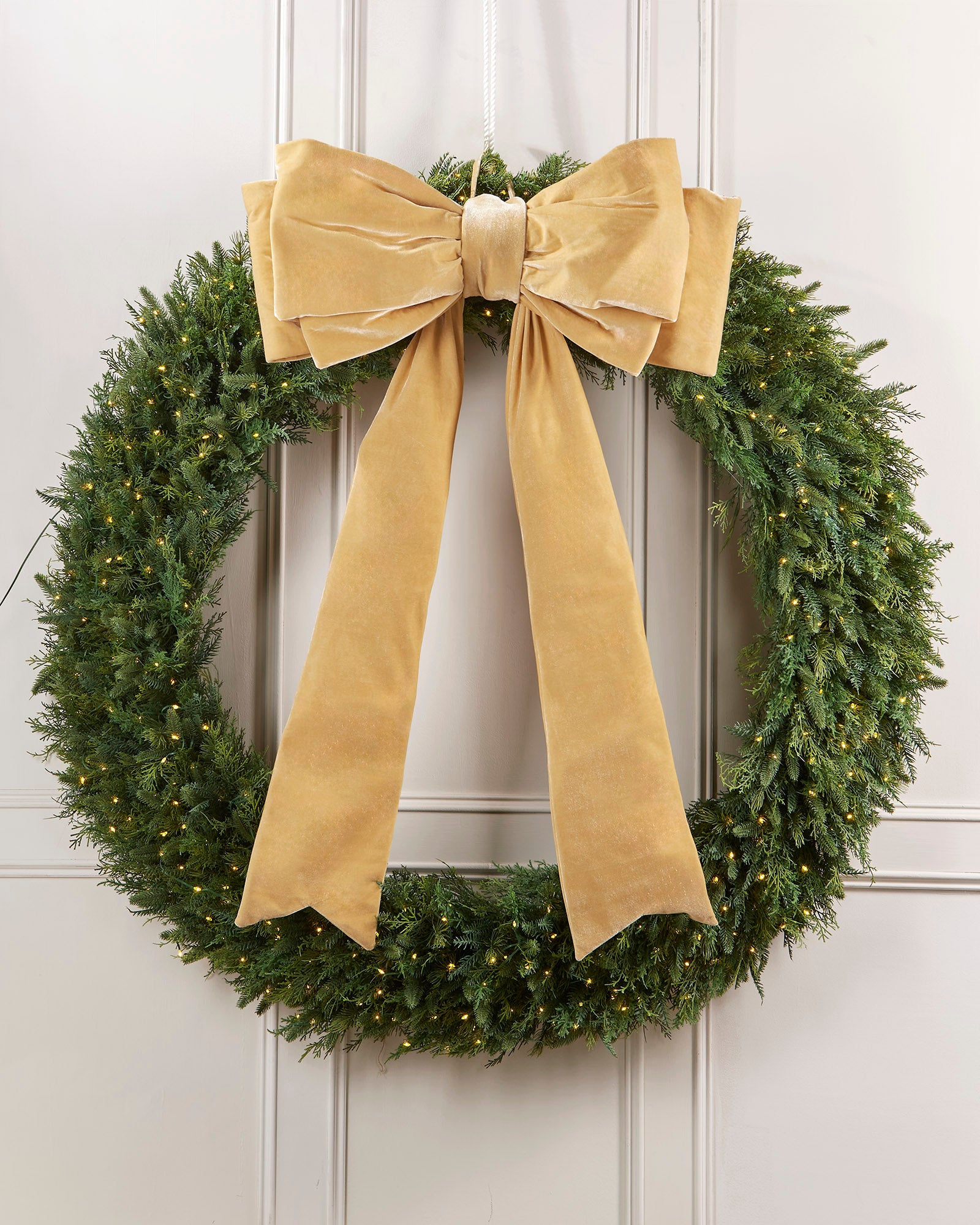 Large Velvet Christmas Bow, Gold, 140 cm