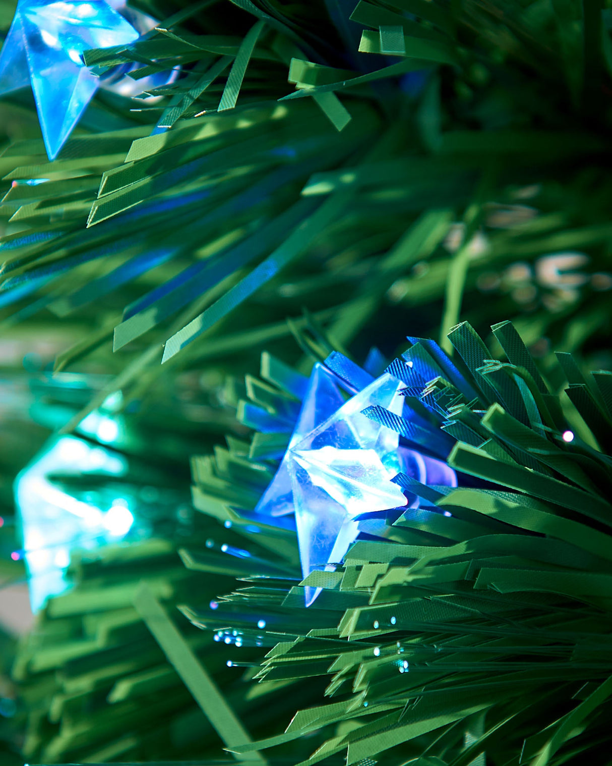 Pre-Lit Fibre Optic Pencil Christmas Tree with Multi-Coloured LED Stars, 5 ft