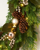 Pre-Lit Berry and Pinecone Mixed Tip Wreath, 76 cm