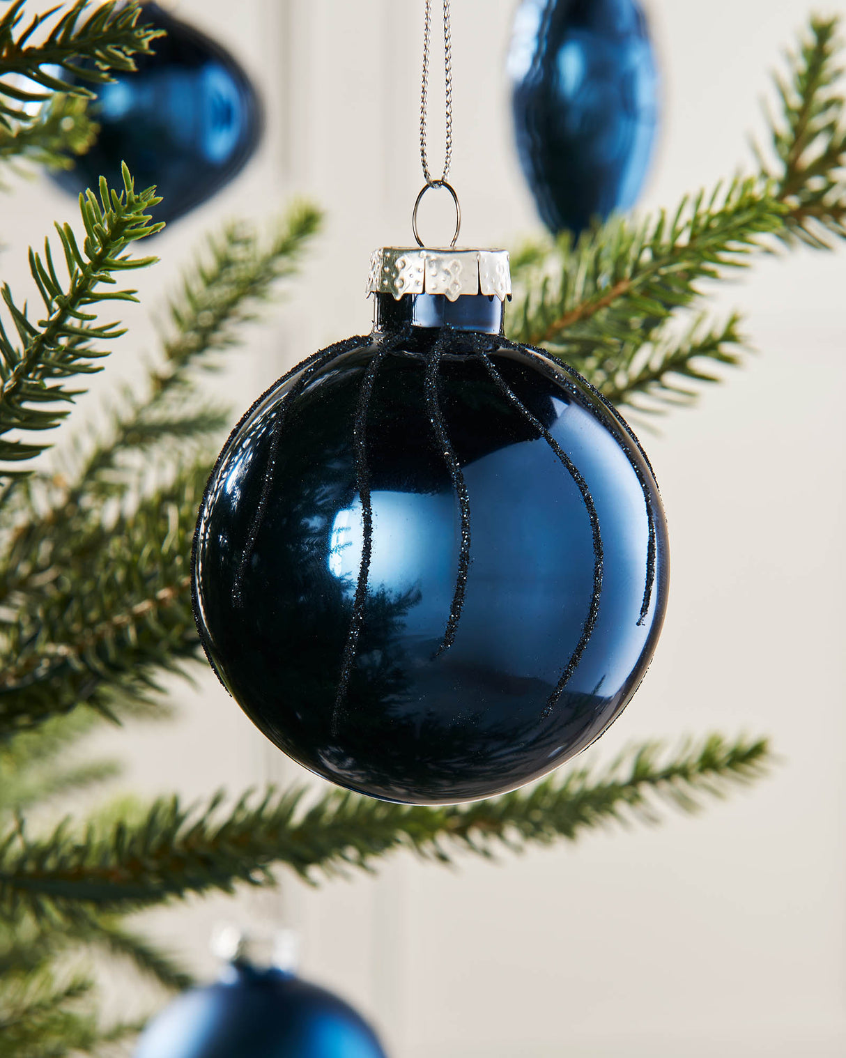 Navy Blue Glass Baubles, 20 Pack