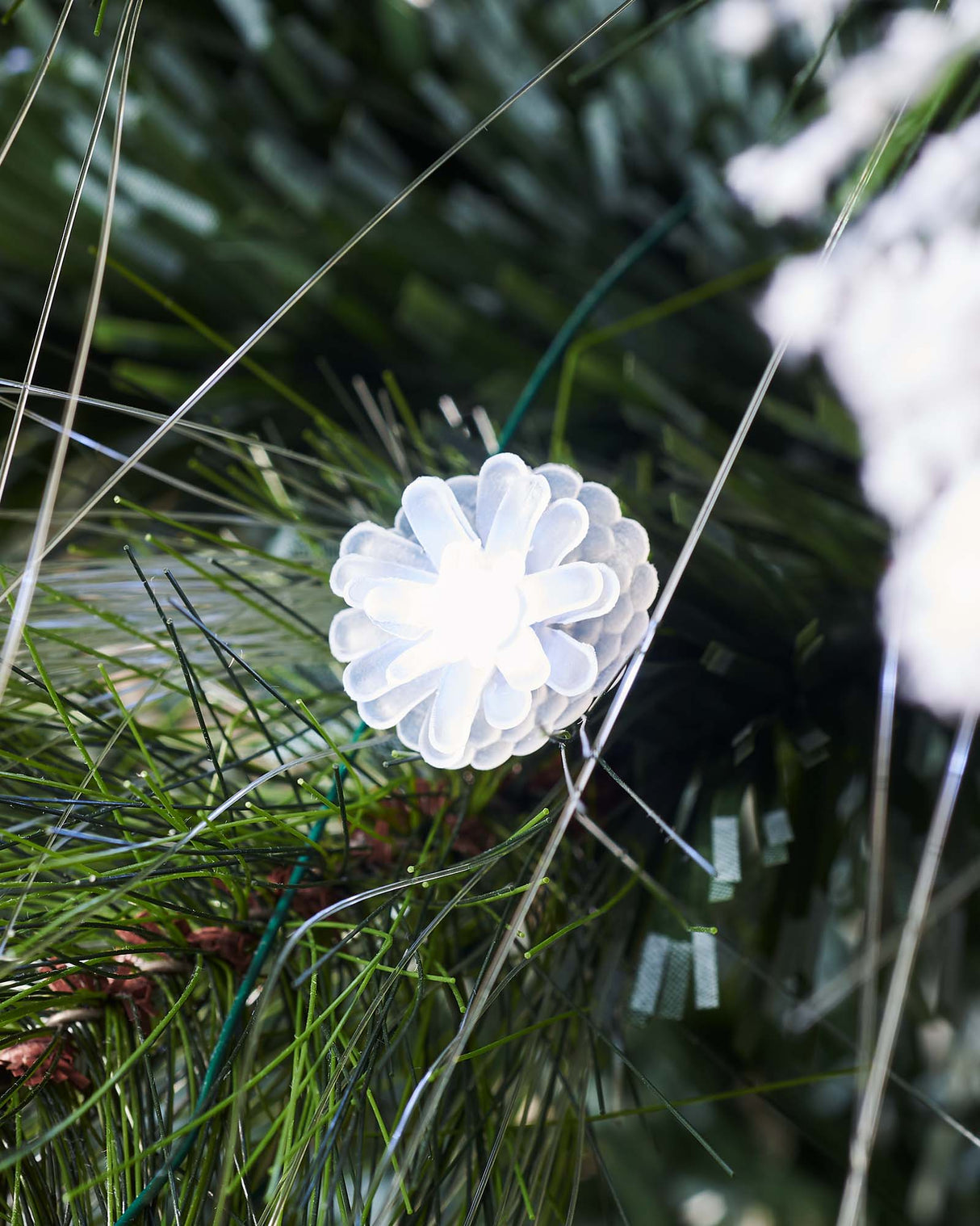 Pre-Lit Snow Flocked Pinecones & Berries Fibre Optic Christmas Tree, 6 ft