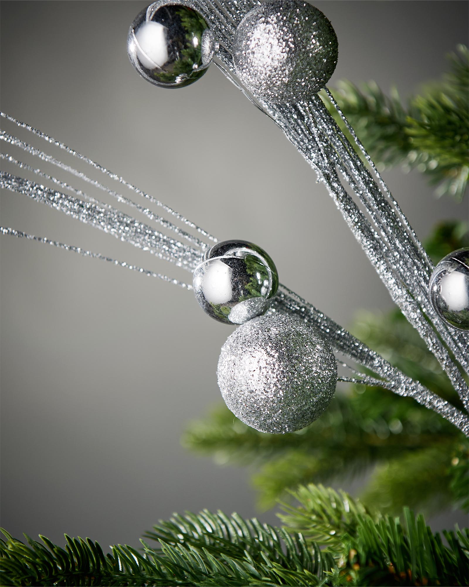 Glitter Bauble Spray, Silver, 72 cm