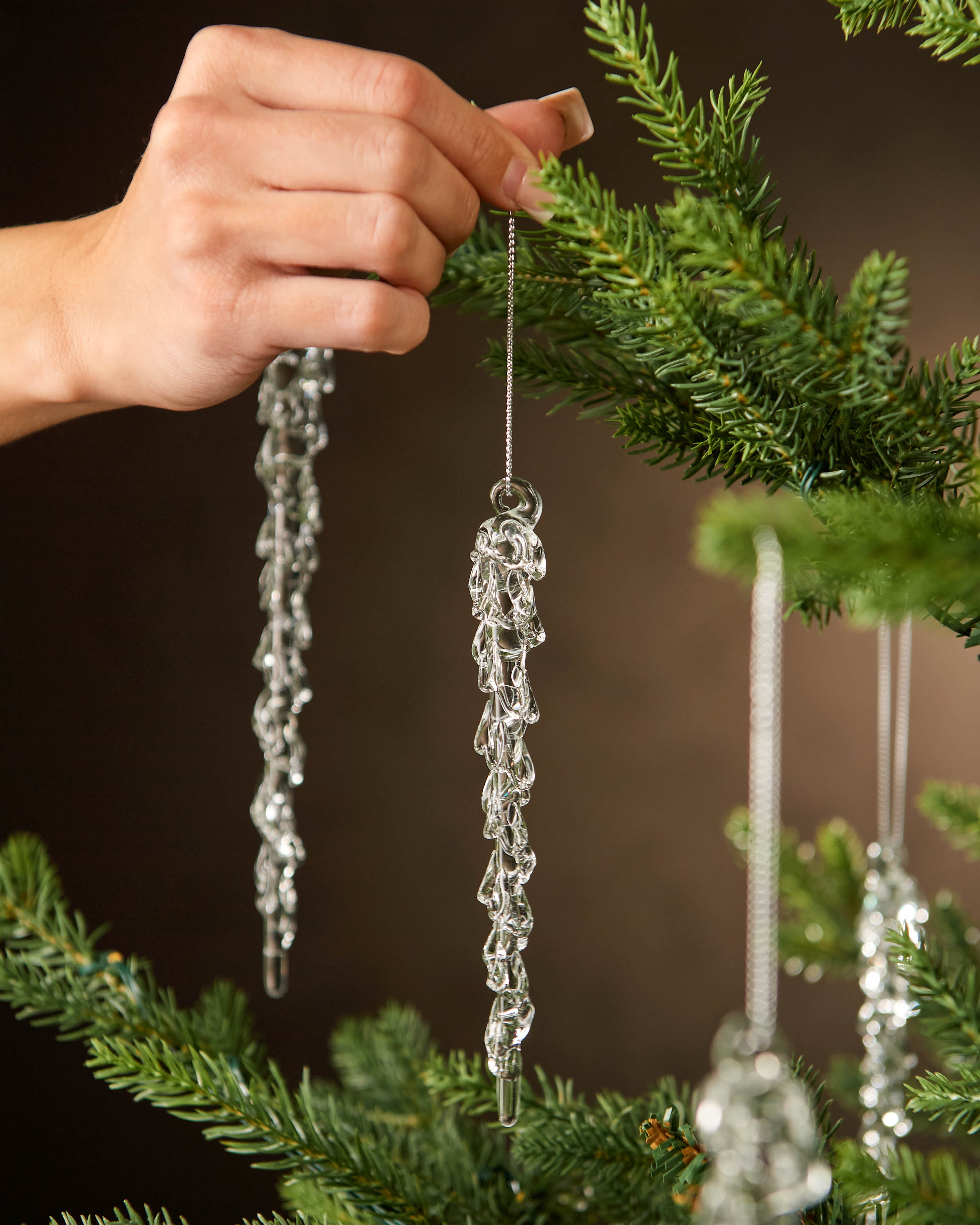 Set of 6 Melting Glass Icicles, 25 cm