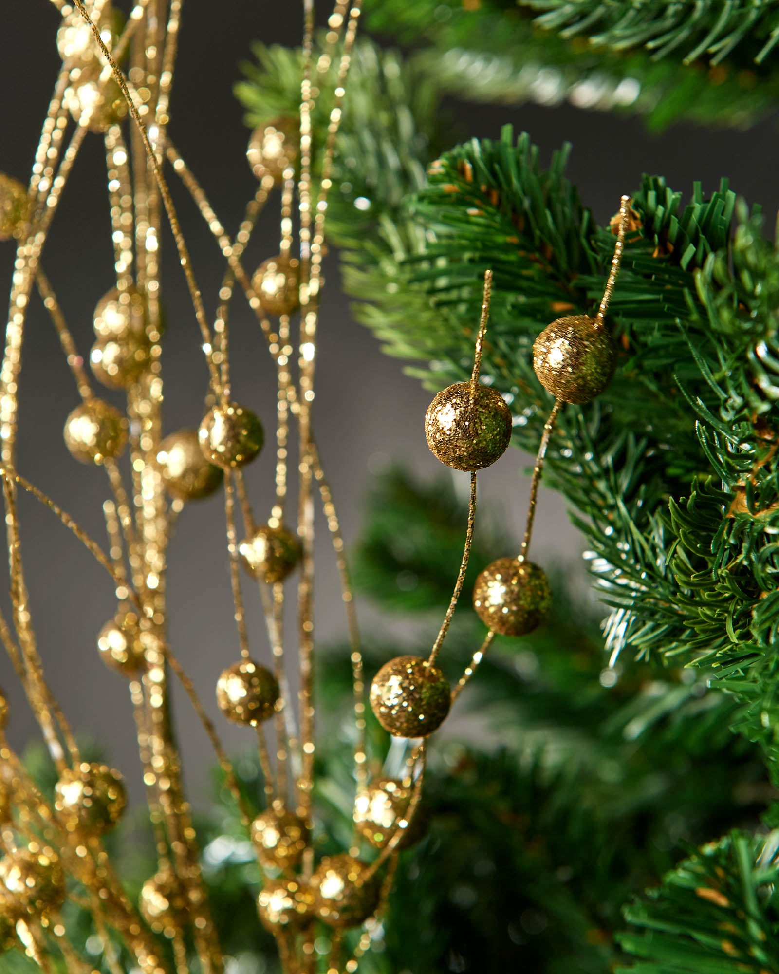 Gold Glitter Berry Christmas Tree Spray, 80 cm