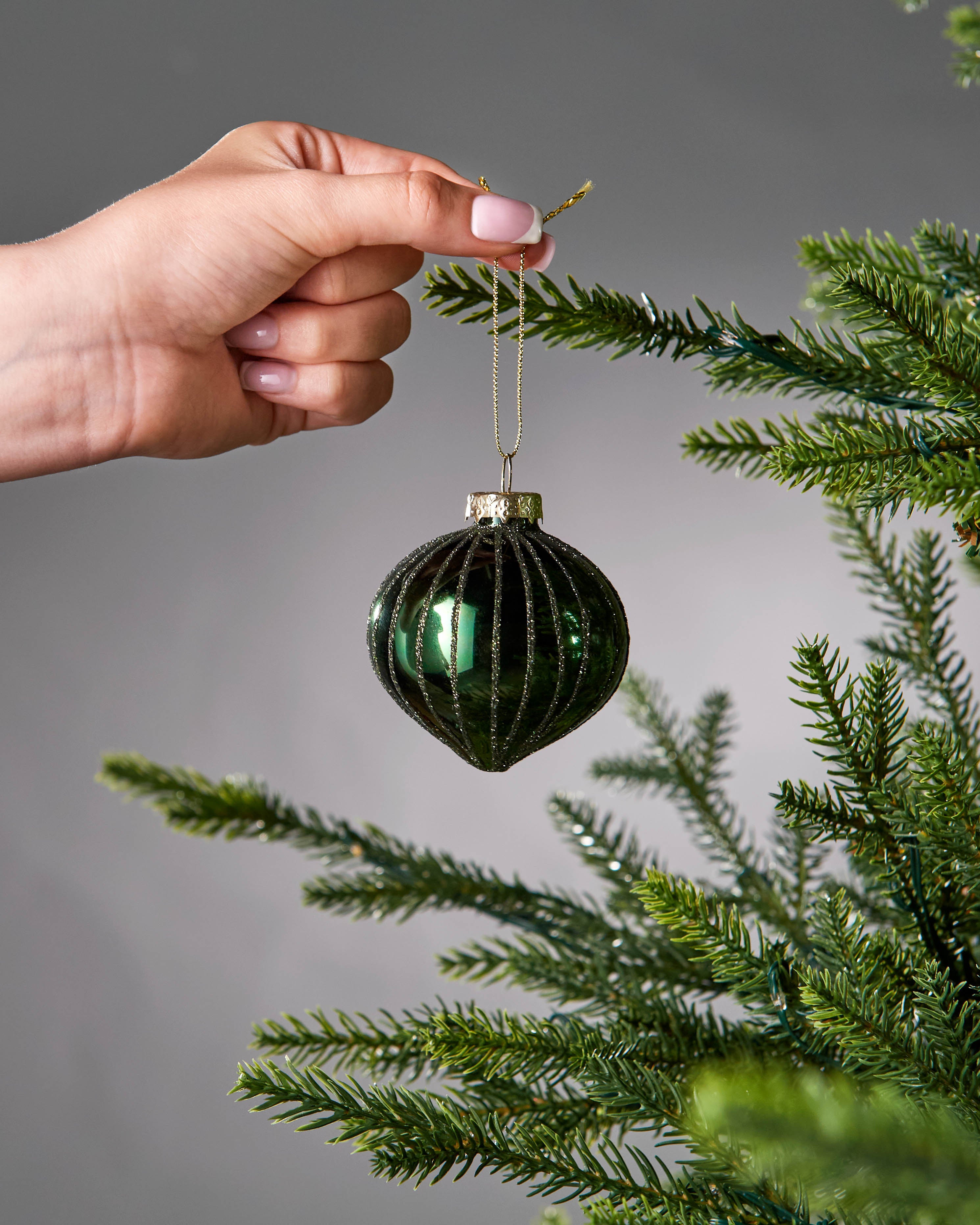 Set of 20 Glass Baubles, Sage Green