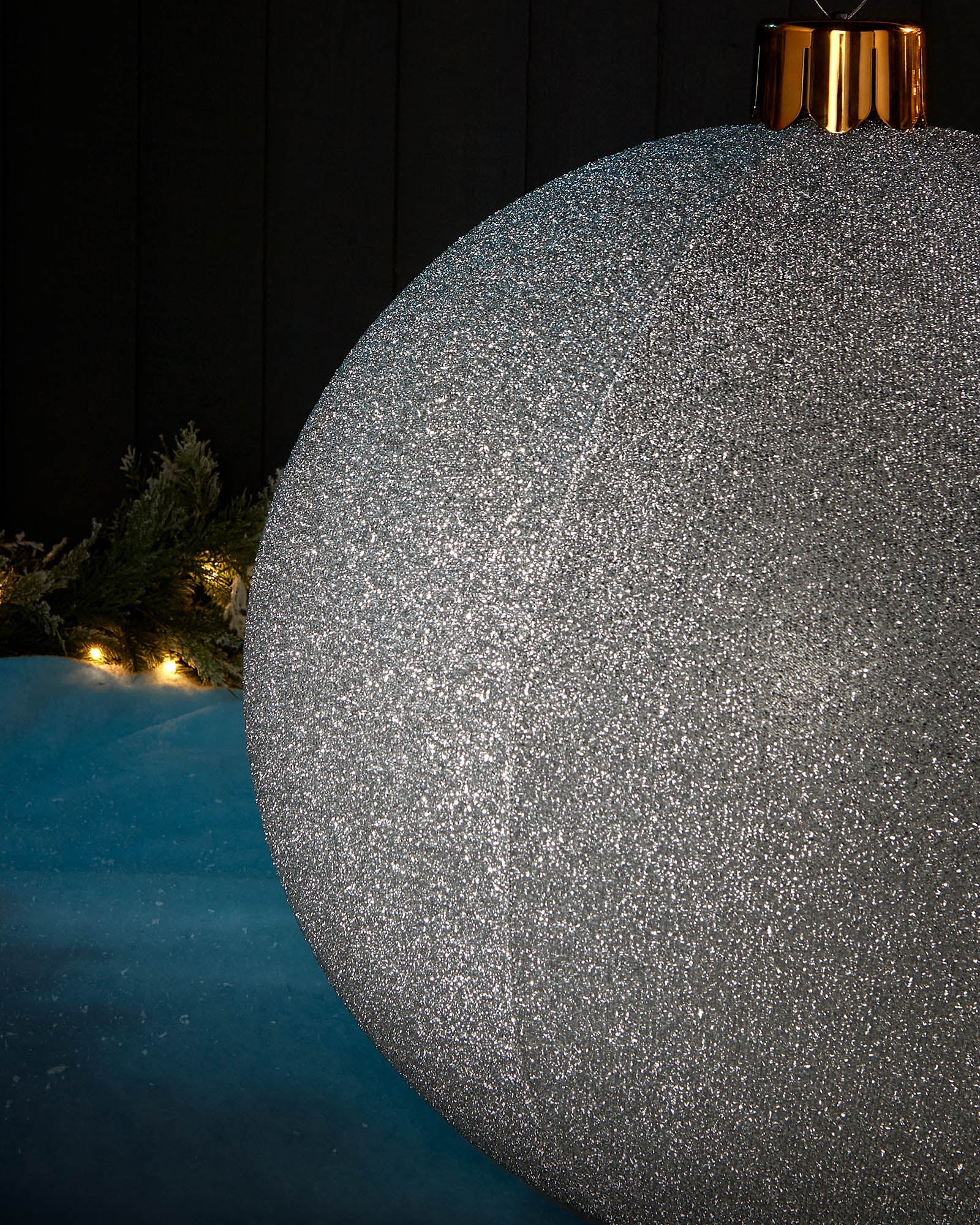 Inflatable Tinsel Christmas Bauble, Silver, 66 cm