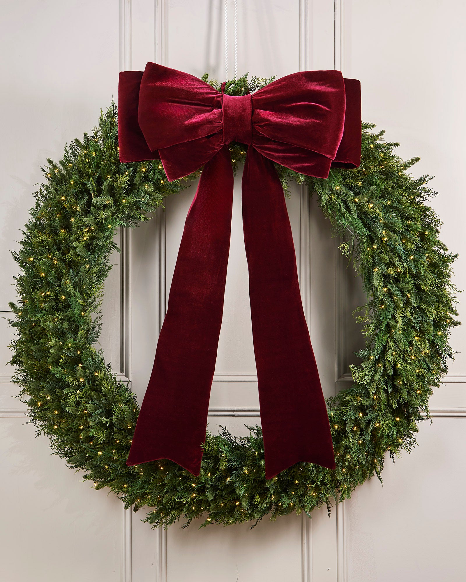 Large Velvet Christmas Bow, Burgundy, 140 cm