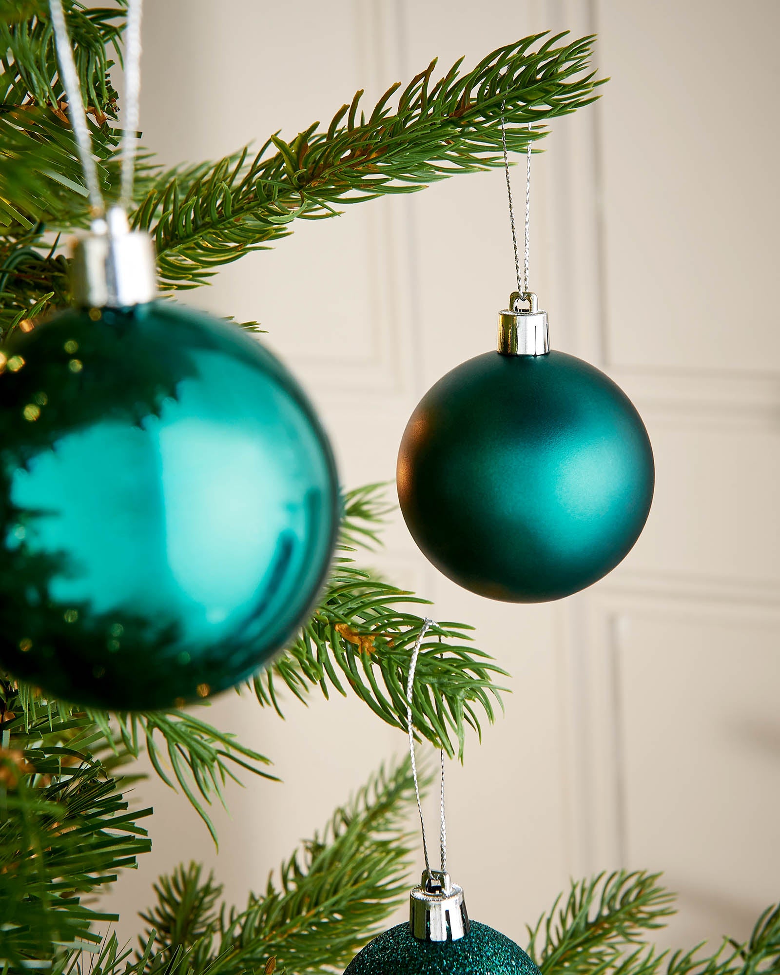 Fifty Teal Shatterproof Baubles