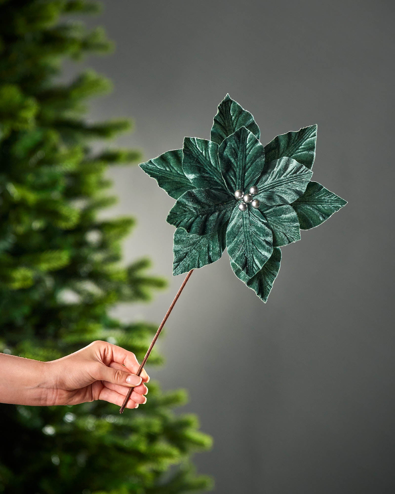 Sage Green Artificial Poinsettia Flower, 26 cm