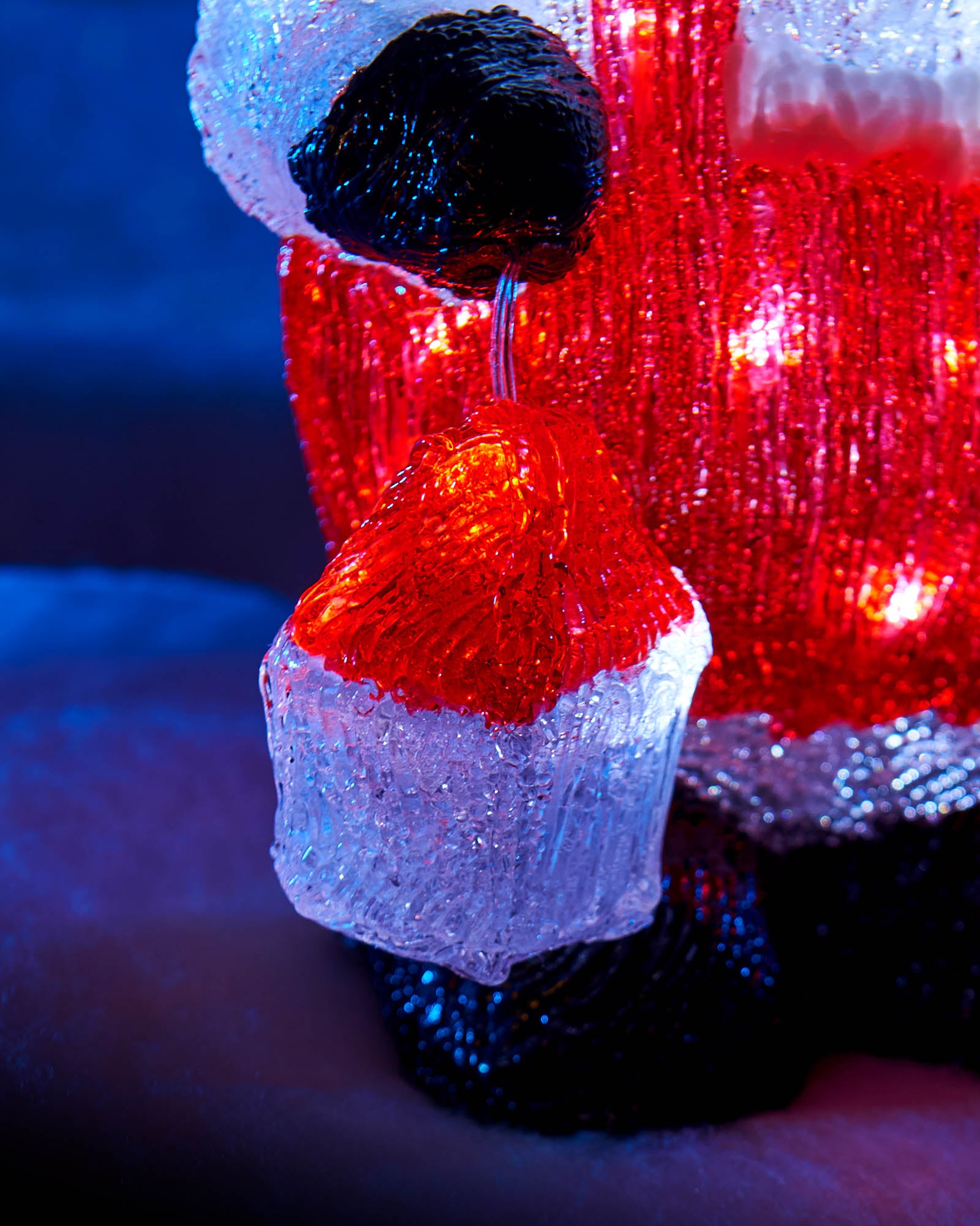 Pre-Lit Acrylic Santa with Lantern, 35 cm