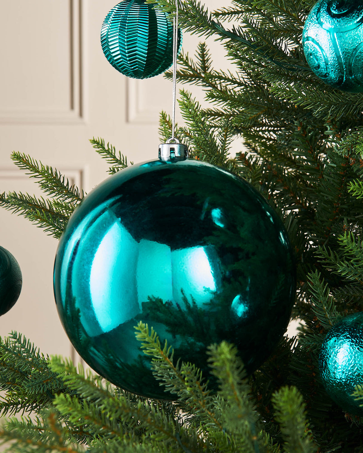 Teal Large Gloss Shatterproof Bauble, 20 cm