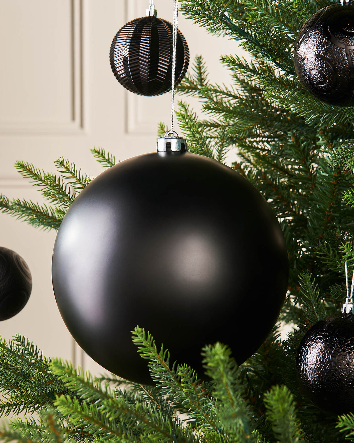 Black Large Matt Shatterproof Bauble, 20 cm