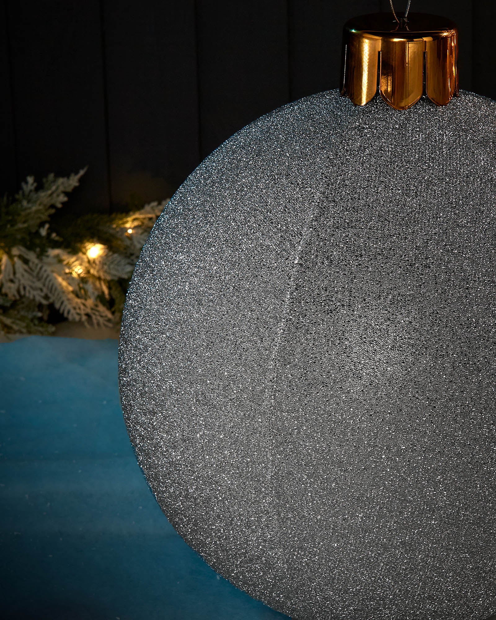 Inflatable Tinsel Christmas Bauble, Silver, 45 cm