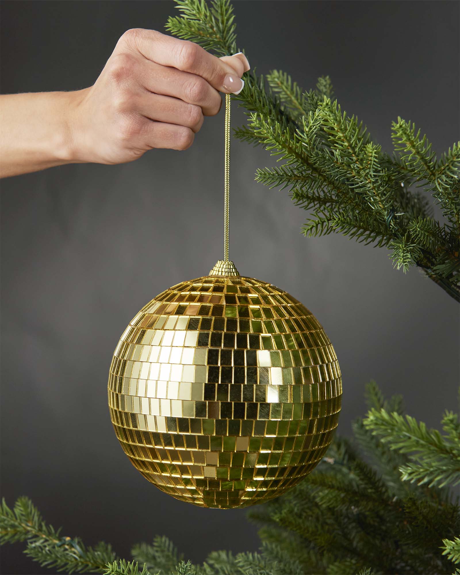 Oversized Disco Ball Bauble, Gold, 15 cm