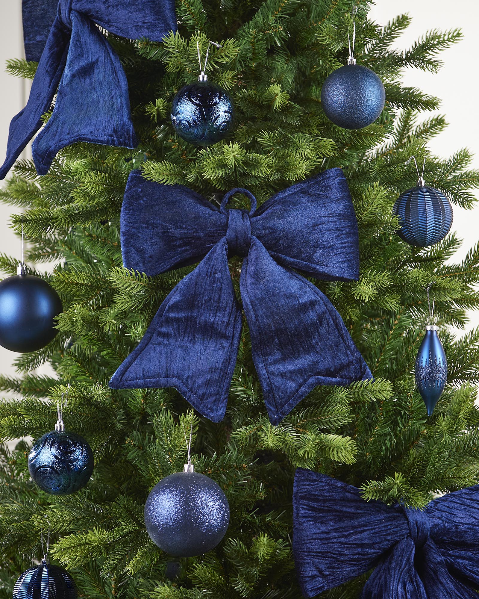 Vintage Velvet Christmas Bow, Navy, 30 cm
