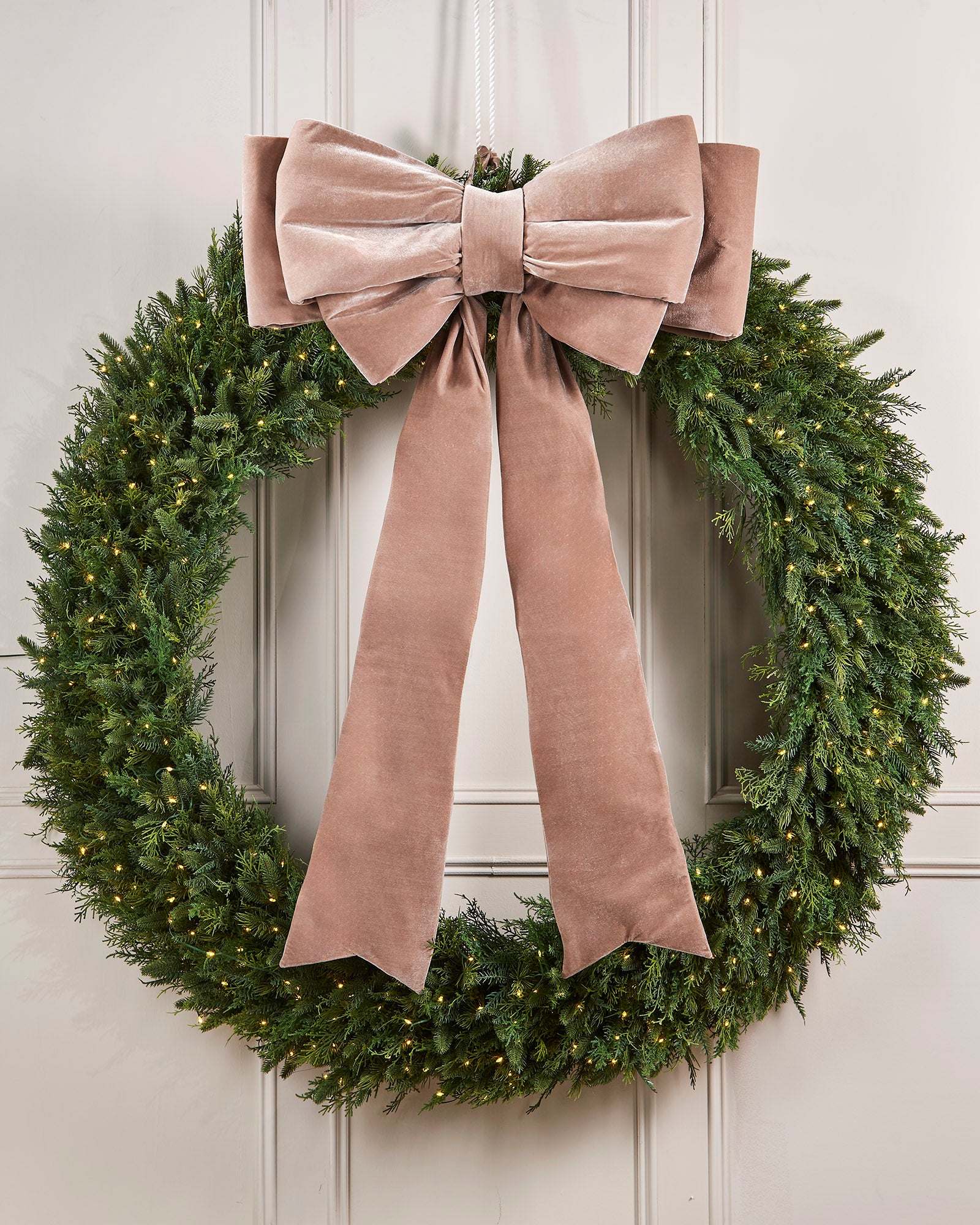 Large Velvet Christmas Bow, Mocha, 140 cm