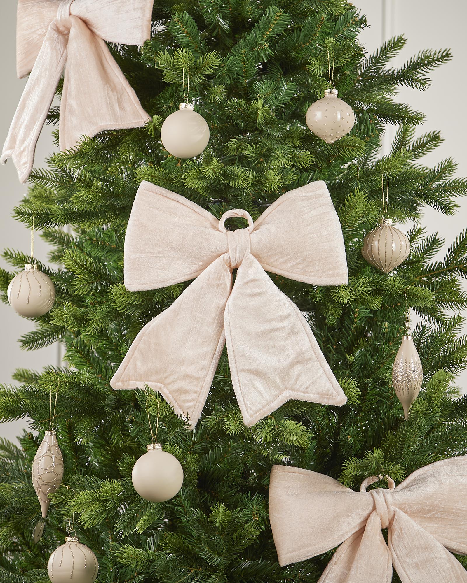 Vintage Velvet Christmas Bow, Cream, 30 cm