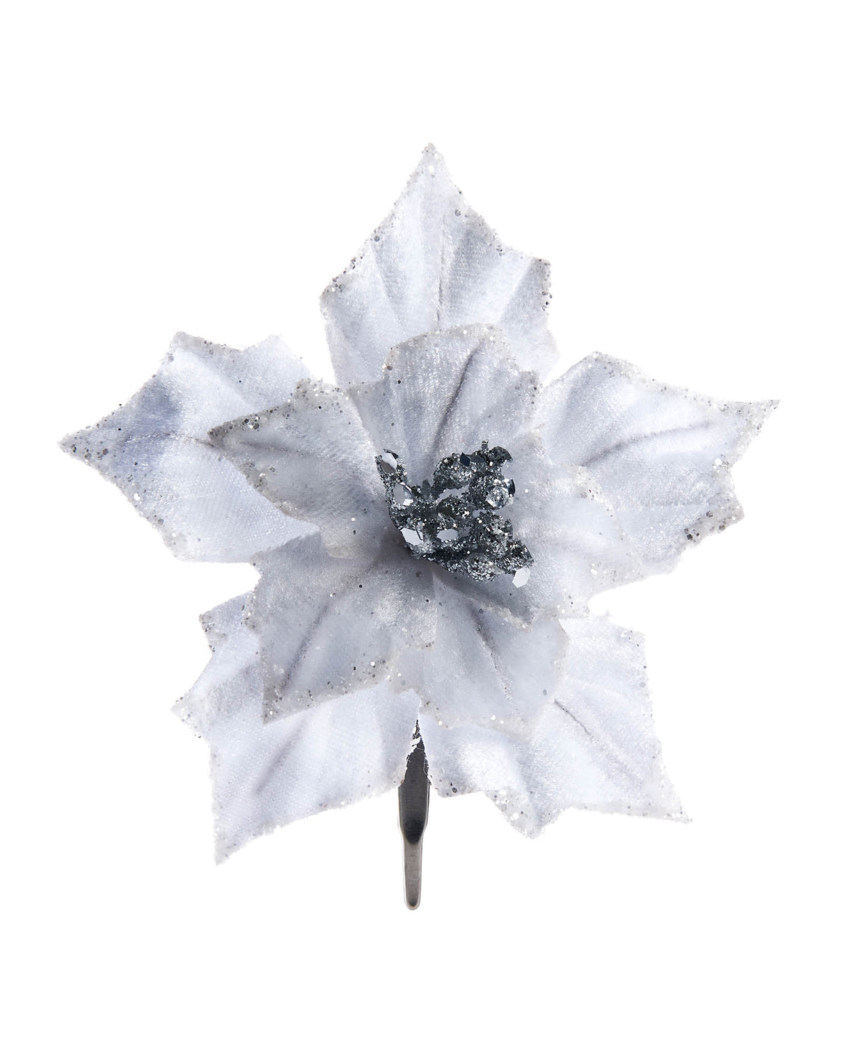 Artificial White Poinsettia Flower with Clip, 3 Pack, 12 cm