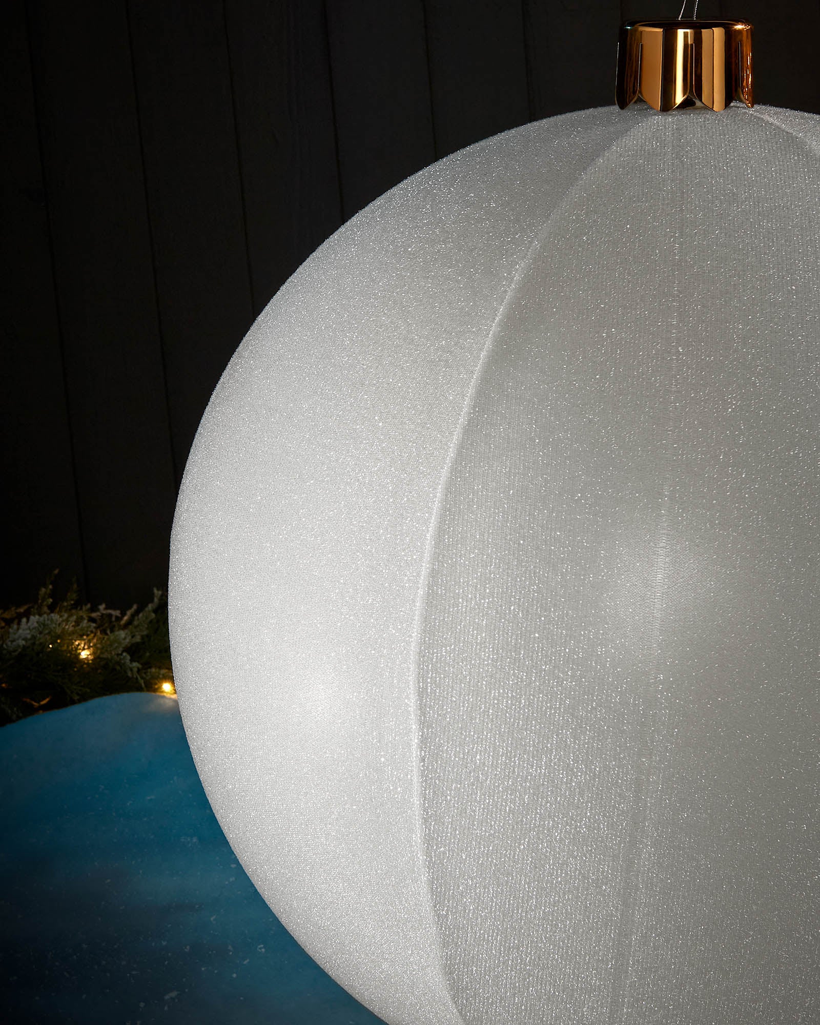 Inflatable Tinsel Christmas Bauble, White, 76 cm