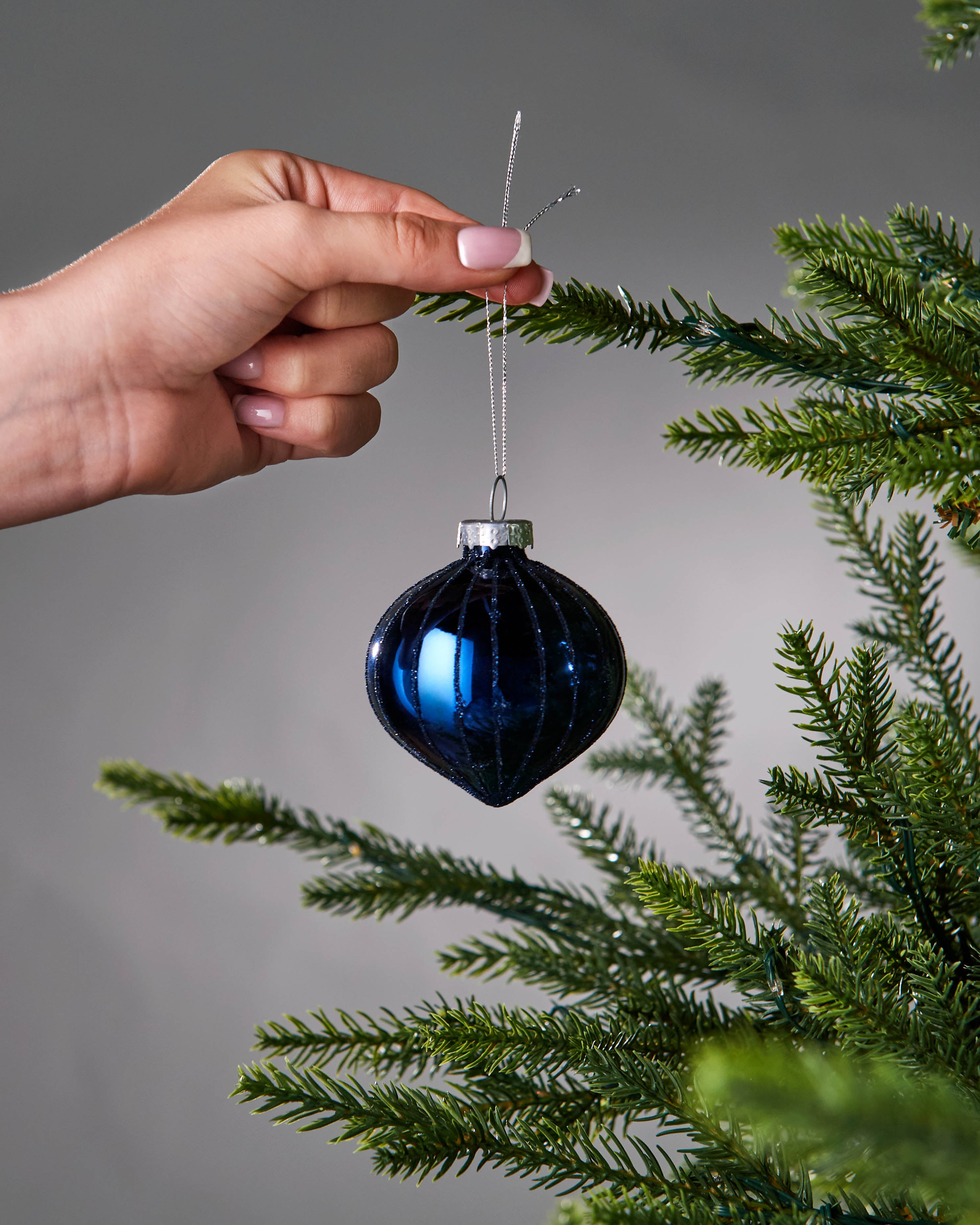 Set of 20 Glass Baubles, Navy