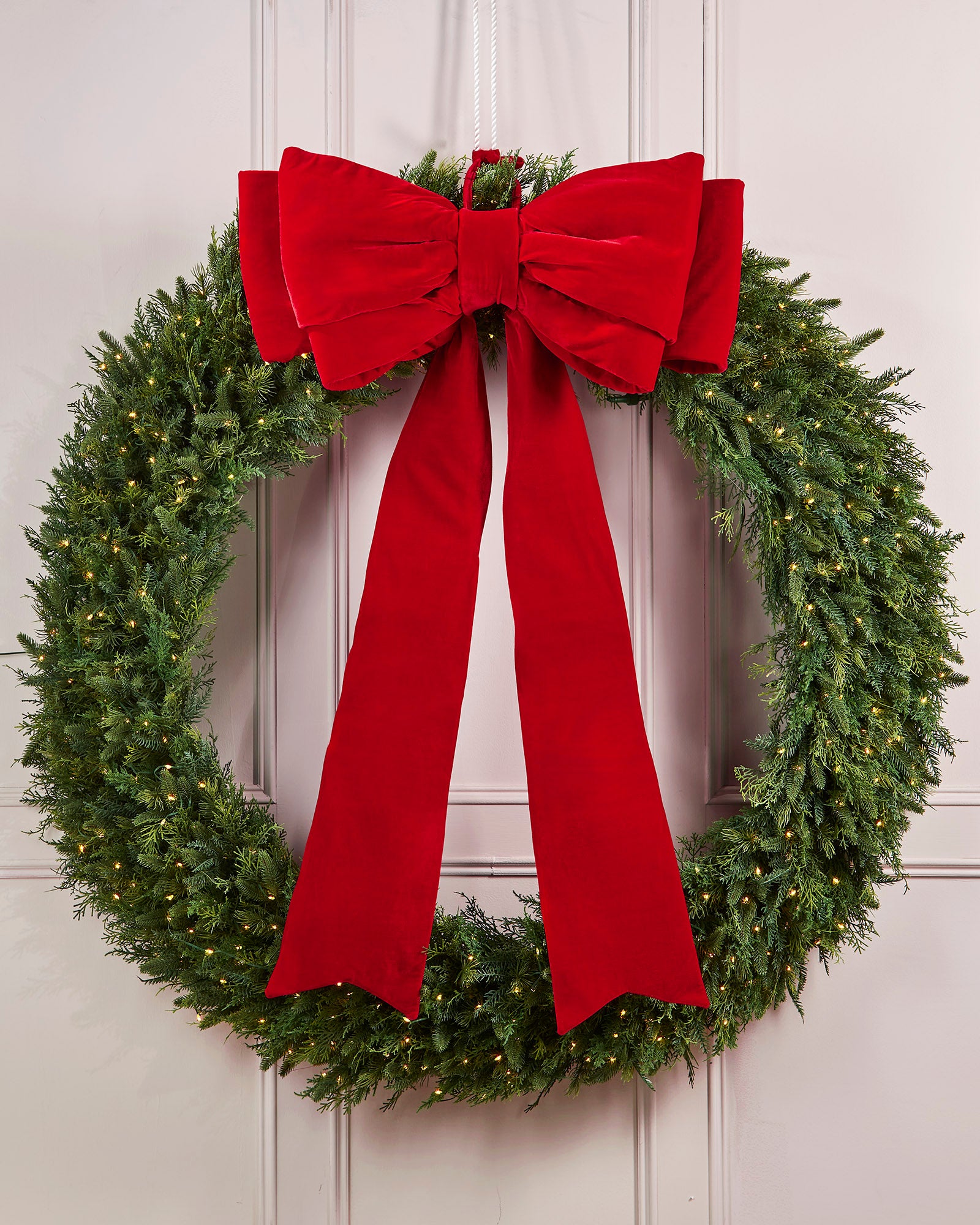 Large Velvet Christmas Bow, Red, 140 cm