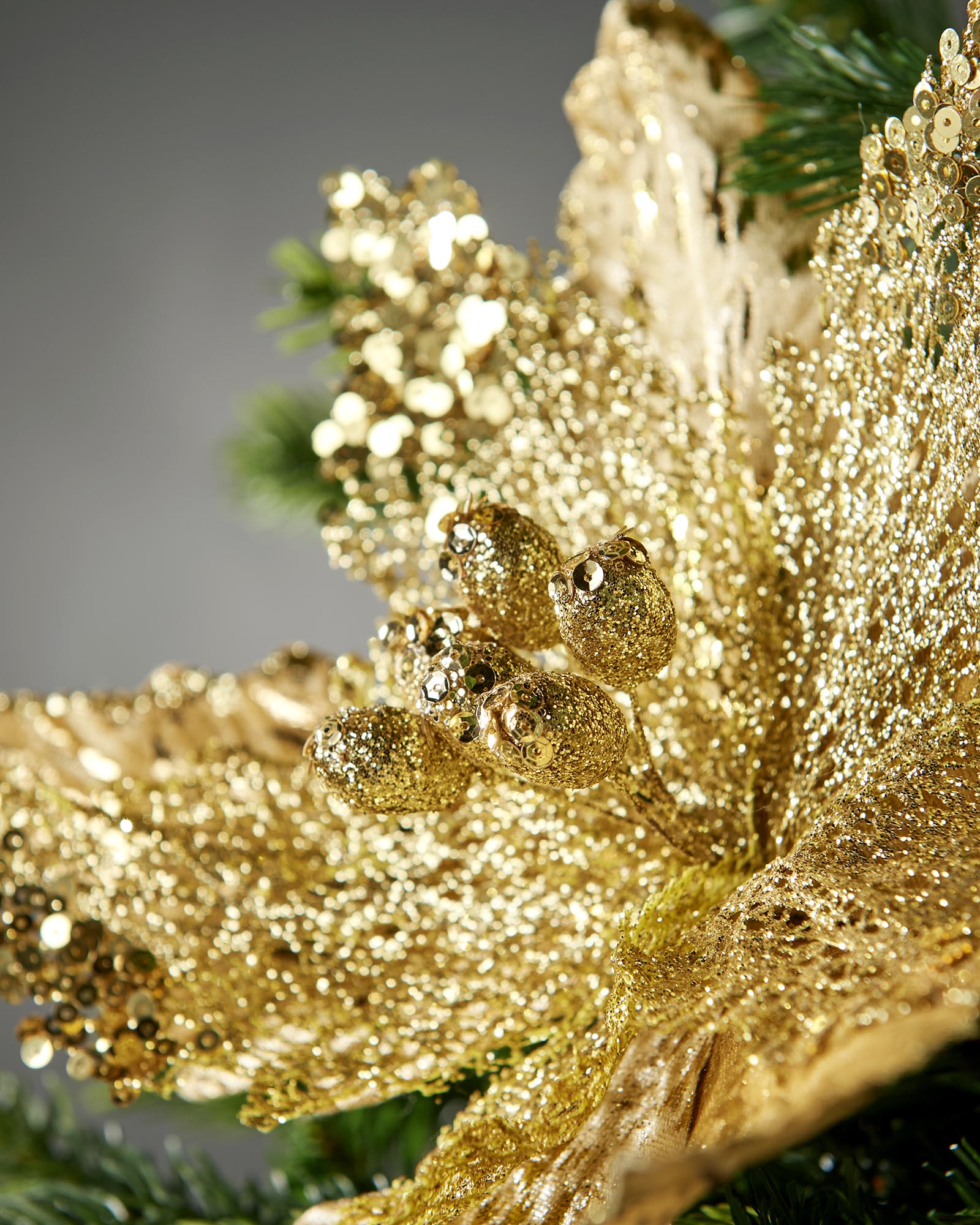 Gold Artificial Poinsettia Flower, 32 cm