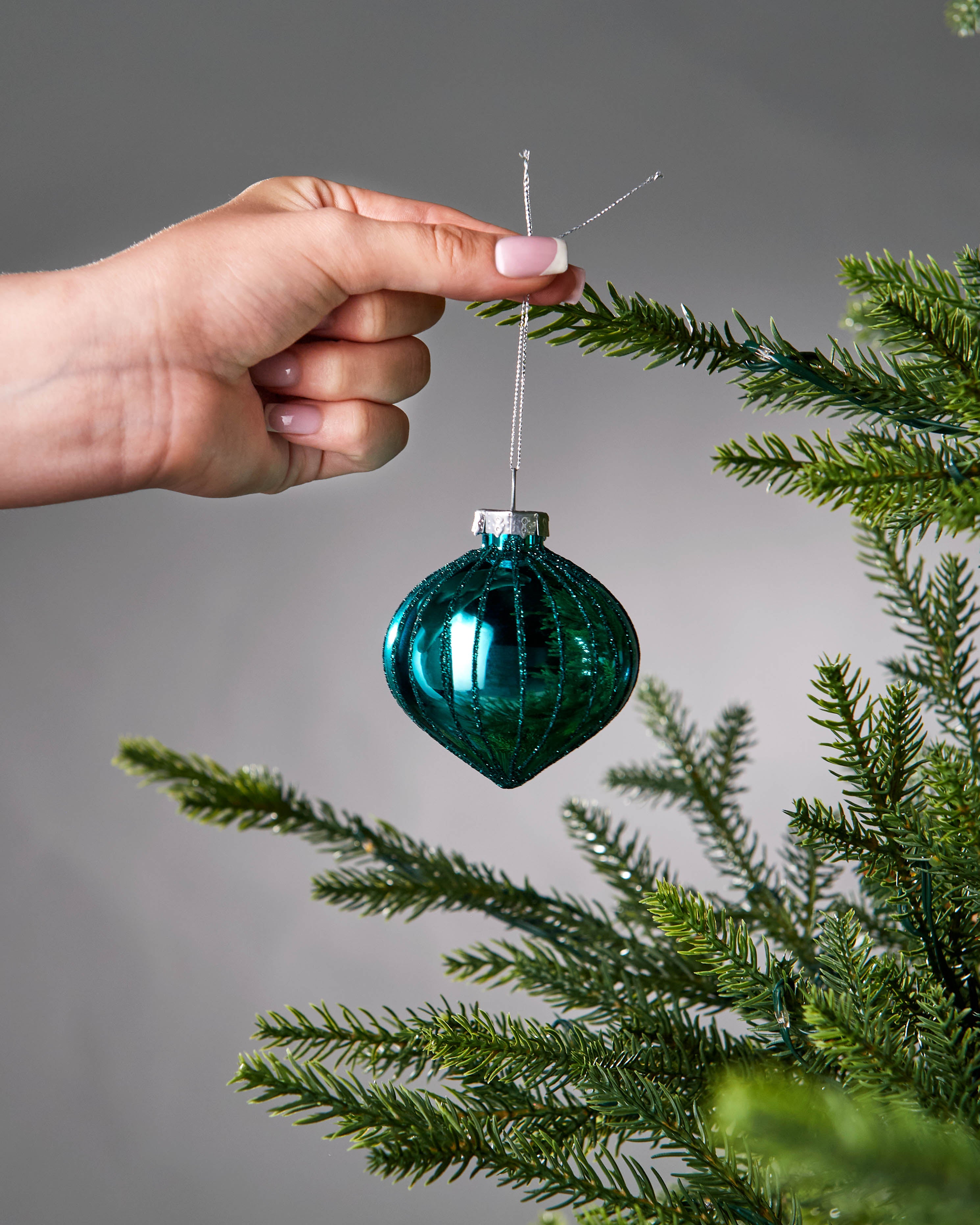 Set of 20 Glass Baubles, Teal