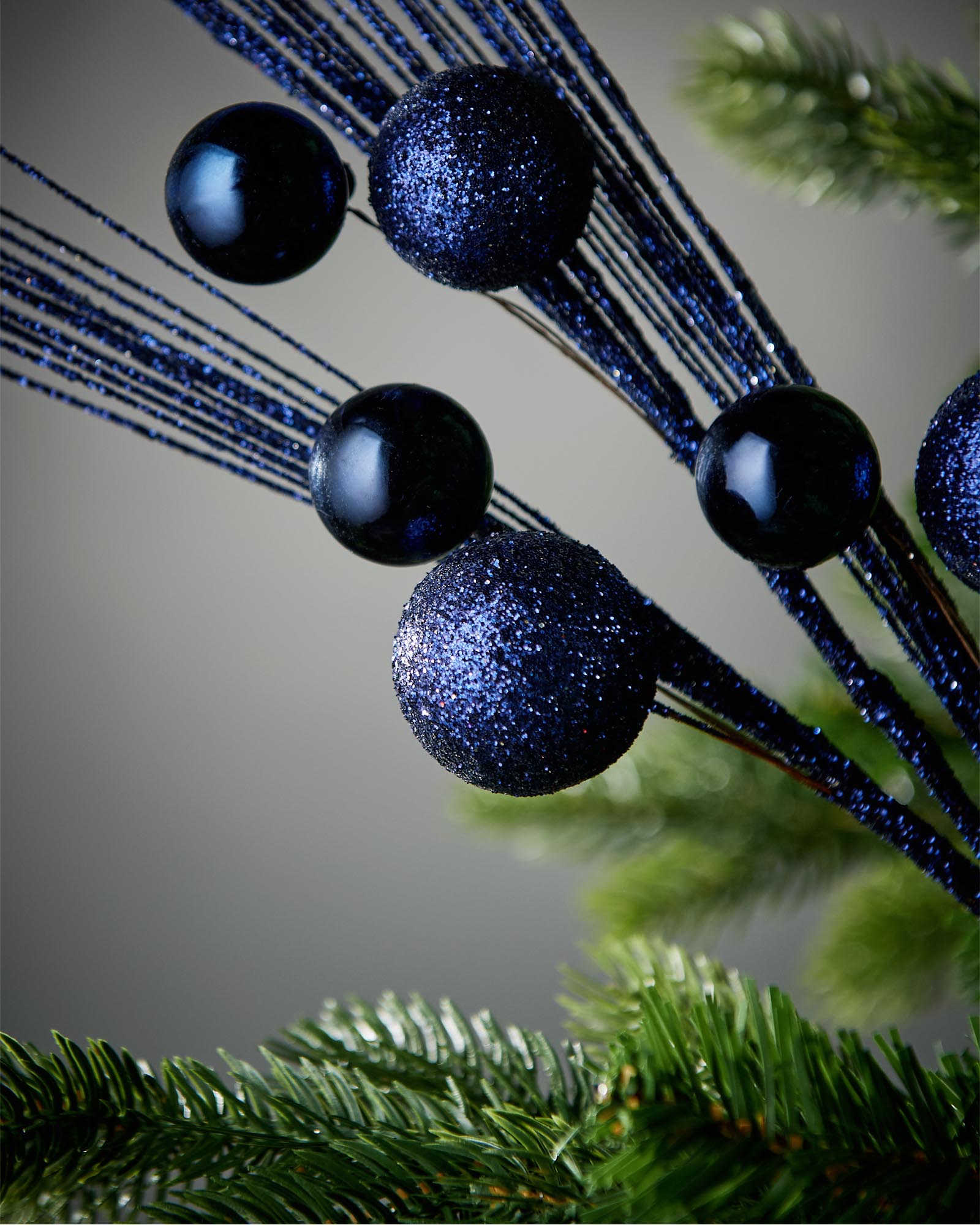 Glitter Bauble Spray, Navy Blue, 72 cm