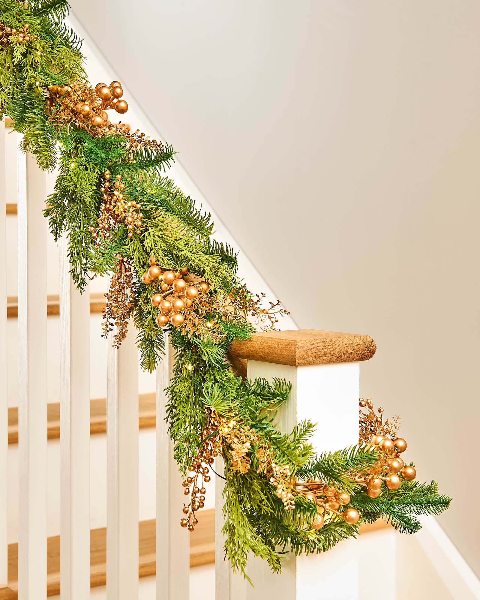 Pre-Lit Gold Berry Mixed Tip Garland, 9 ft