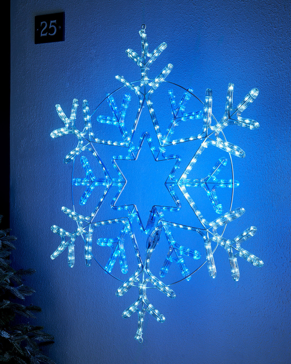 Pre-Lit Snowflake Rope Light Silhouette, 90 cm